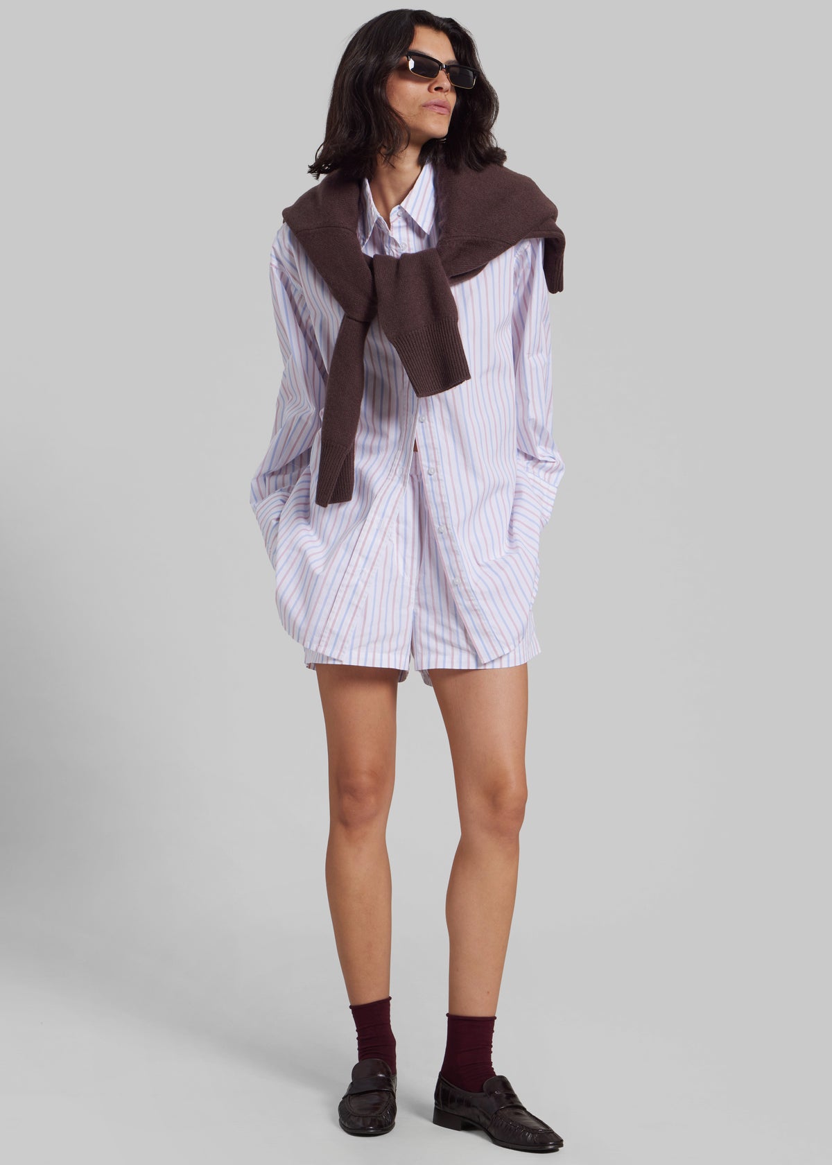 Remain Poplin Striped Shorts - Cloud Dancer Comb - 5