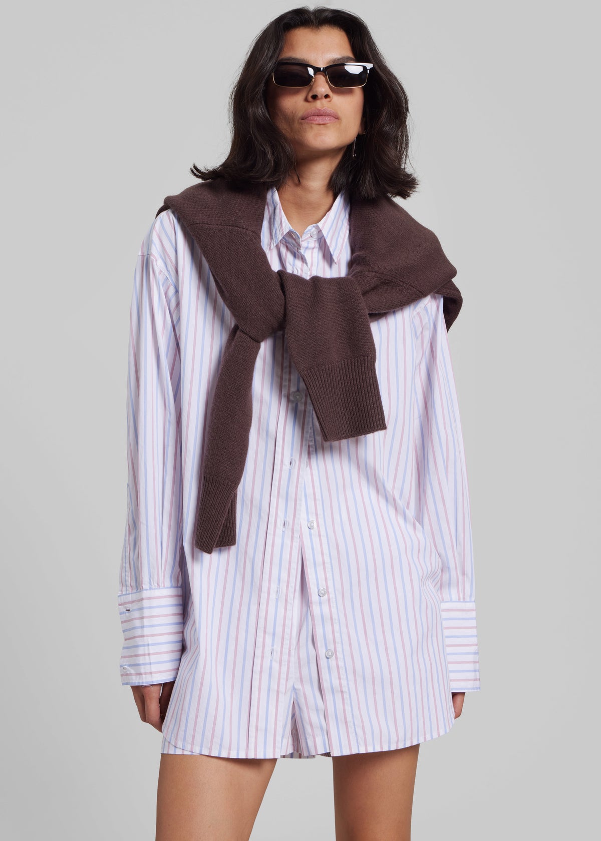 Remain Poplin Striped Shorts - Cloud Dancer Comb - 6