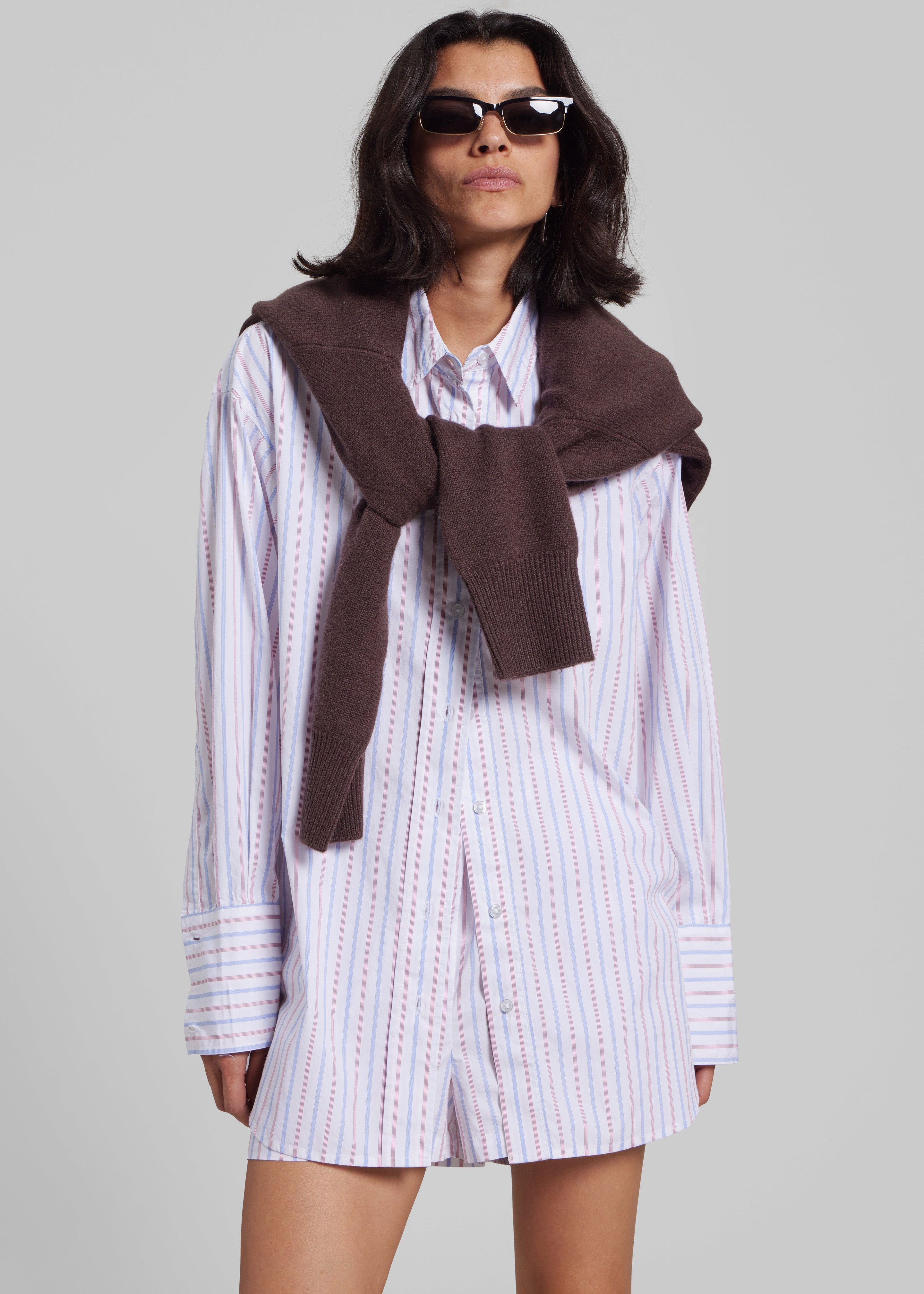 Remain Poplin Striped Shorts - Cloud Dancer Comb - 6