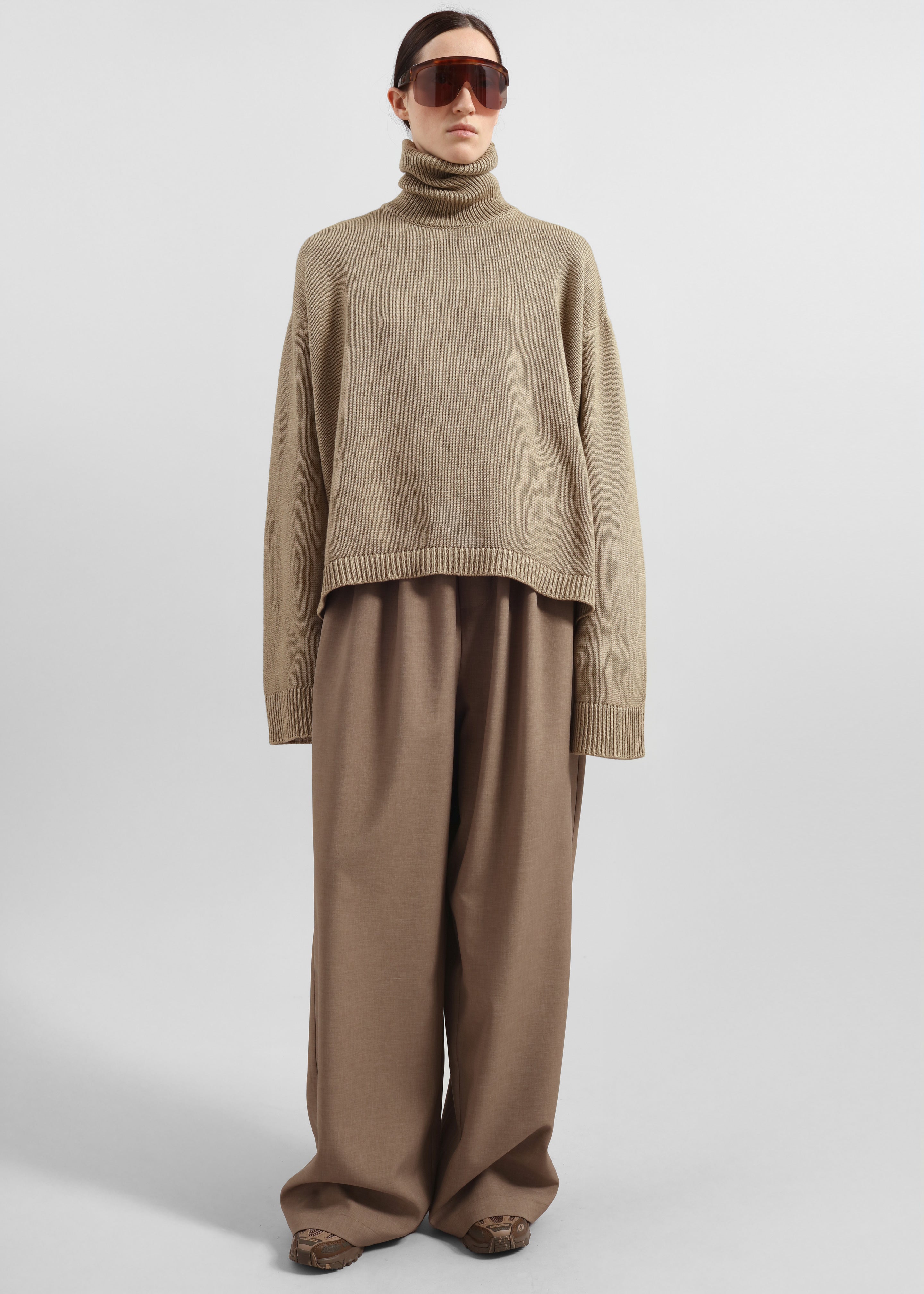 Rhea Trapeze Turtleneck - Beige - 3