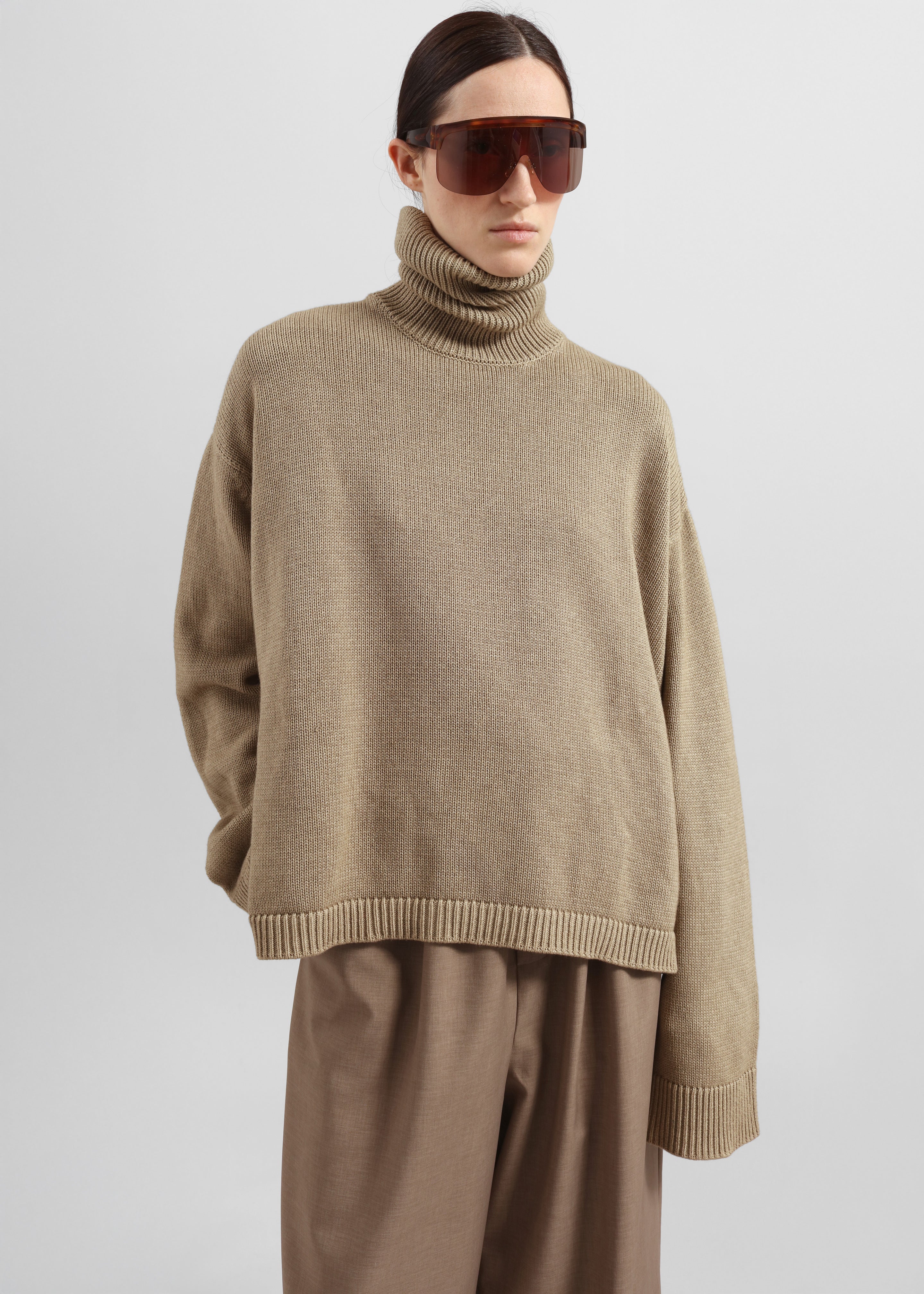 Rhea Trapeze Turtleneck - Beige - 4