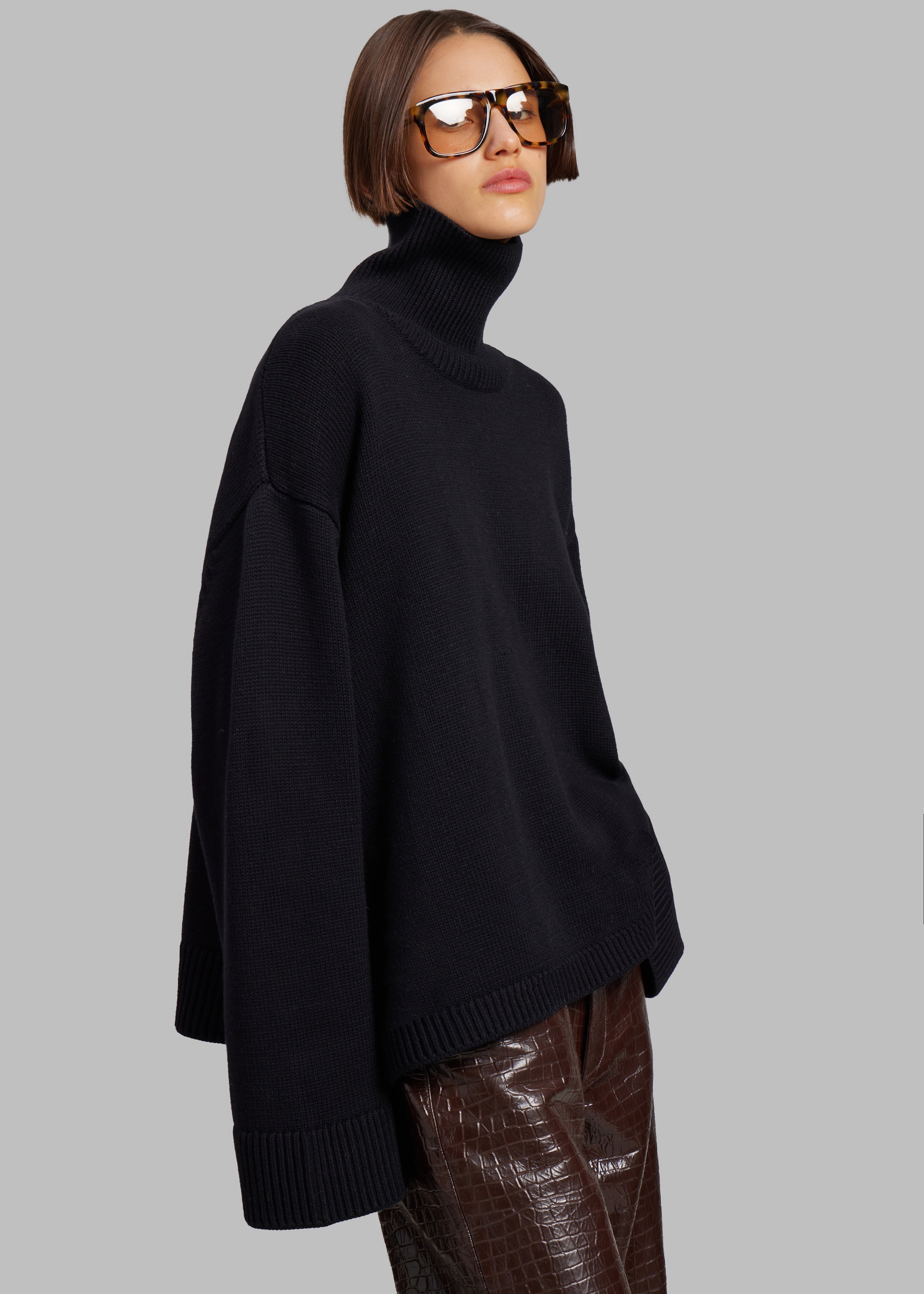 Rhea Trapeze Turtleneck - Black - 5