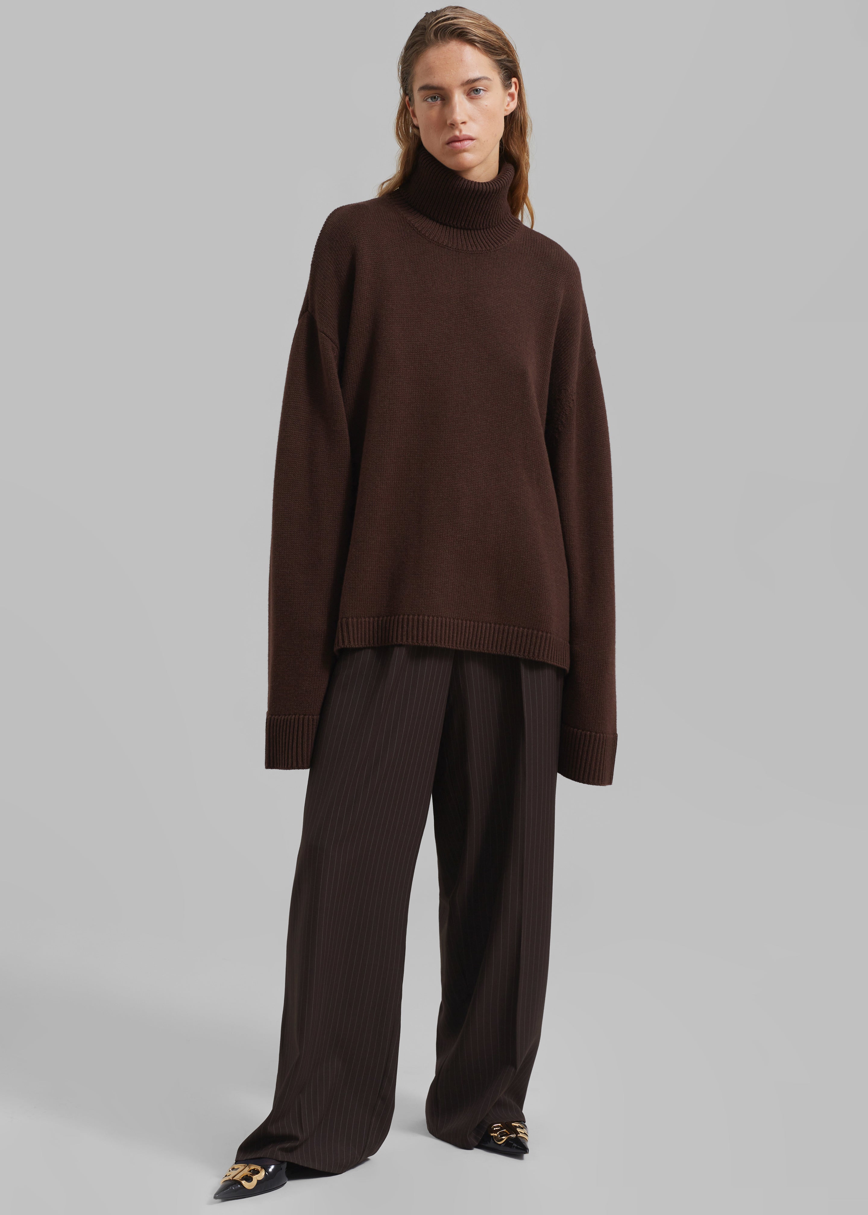 Rhea Trapeze Turtleneck - Brown - 2
