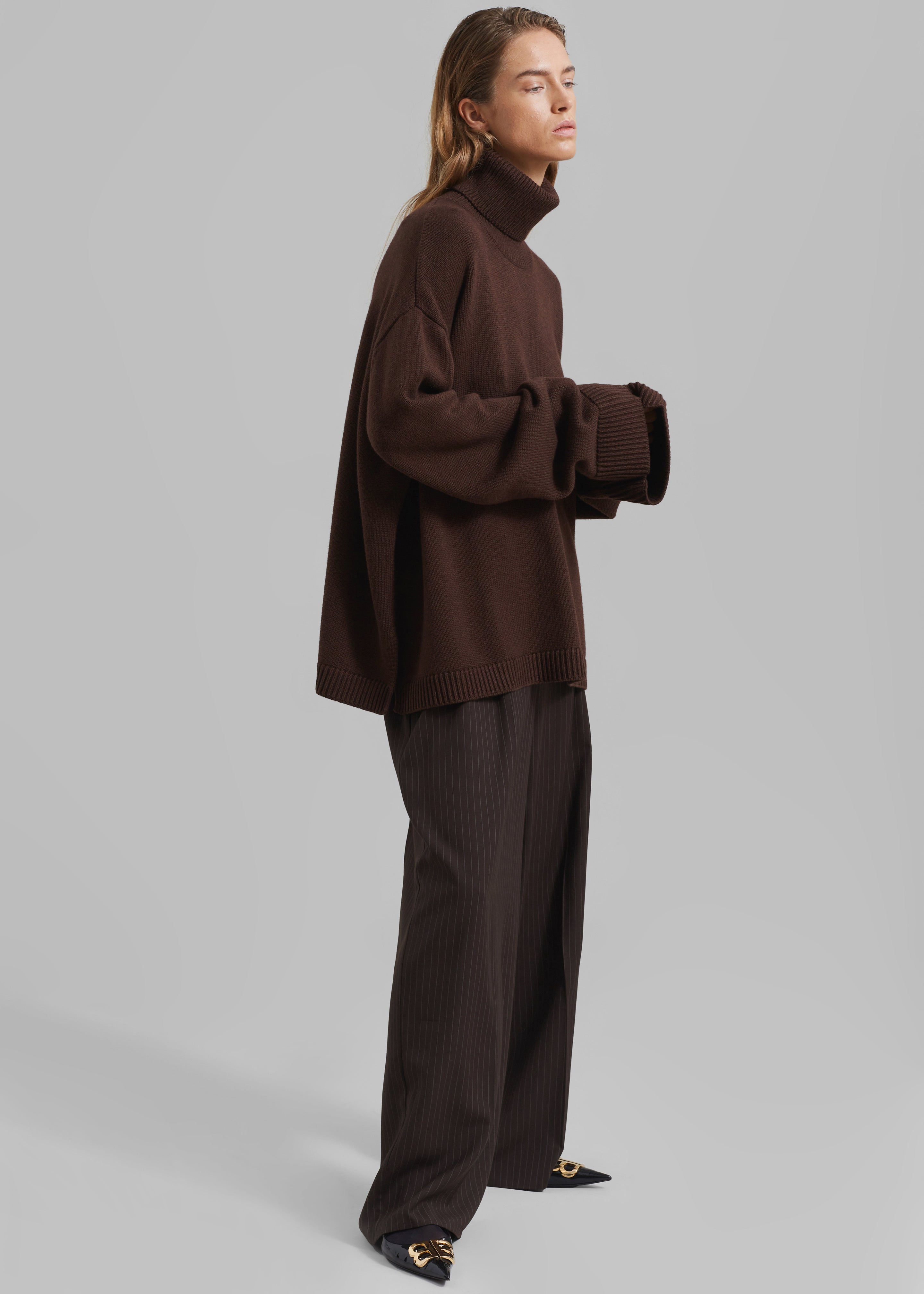Rhea Trapeze Turtleneck - Brown - 3