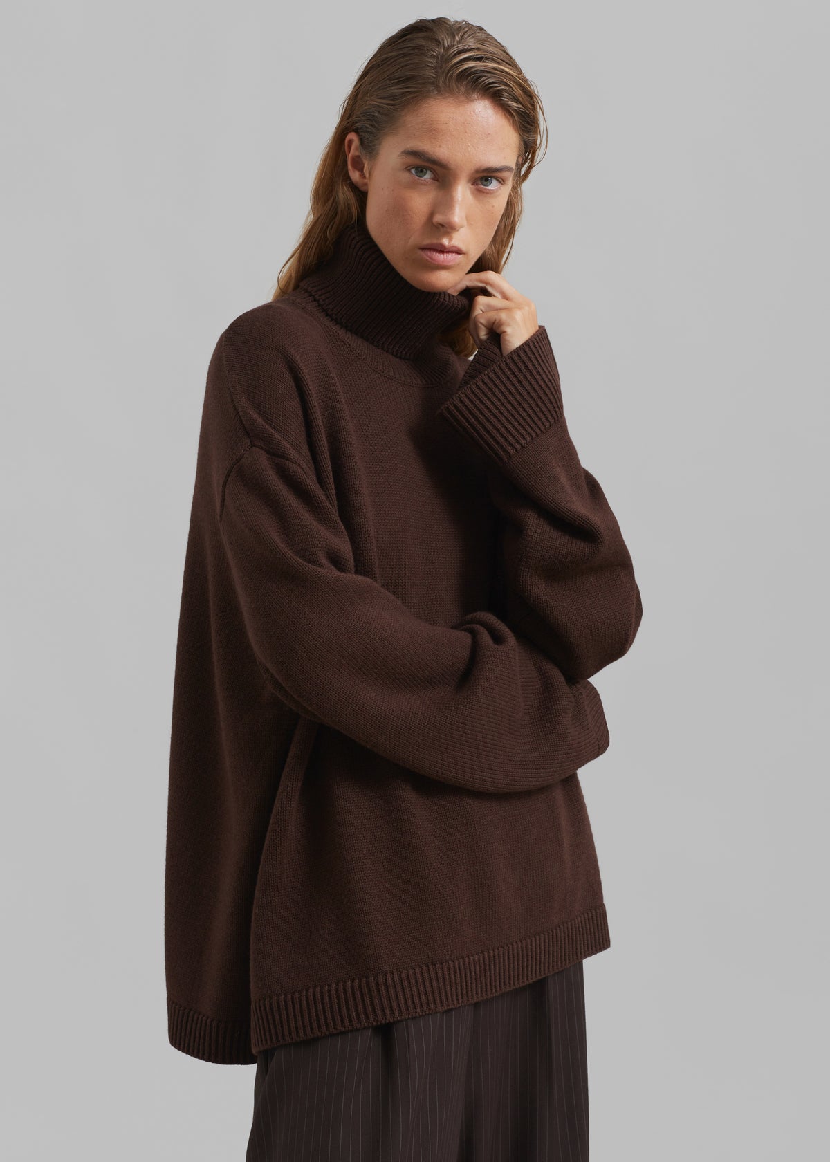 Rhea Trapeze Turtleneck - Brown - 1