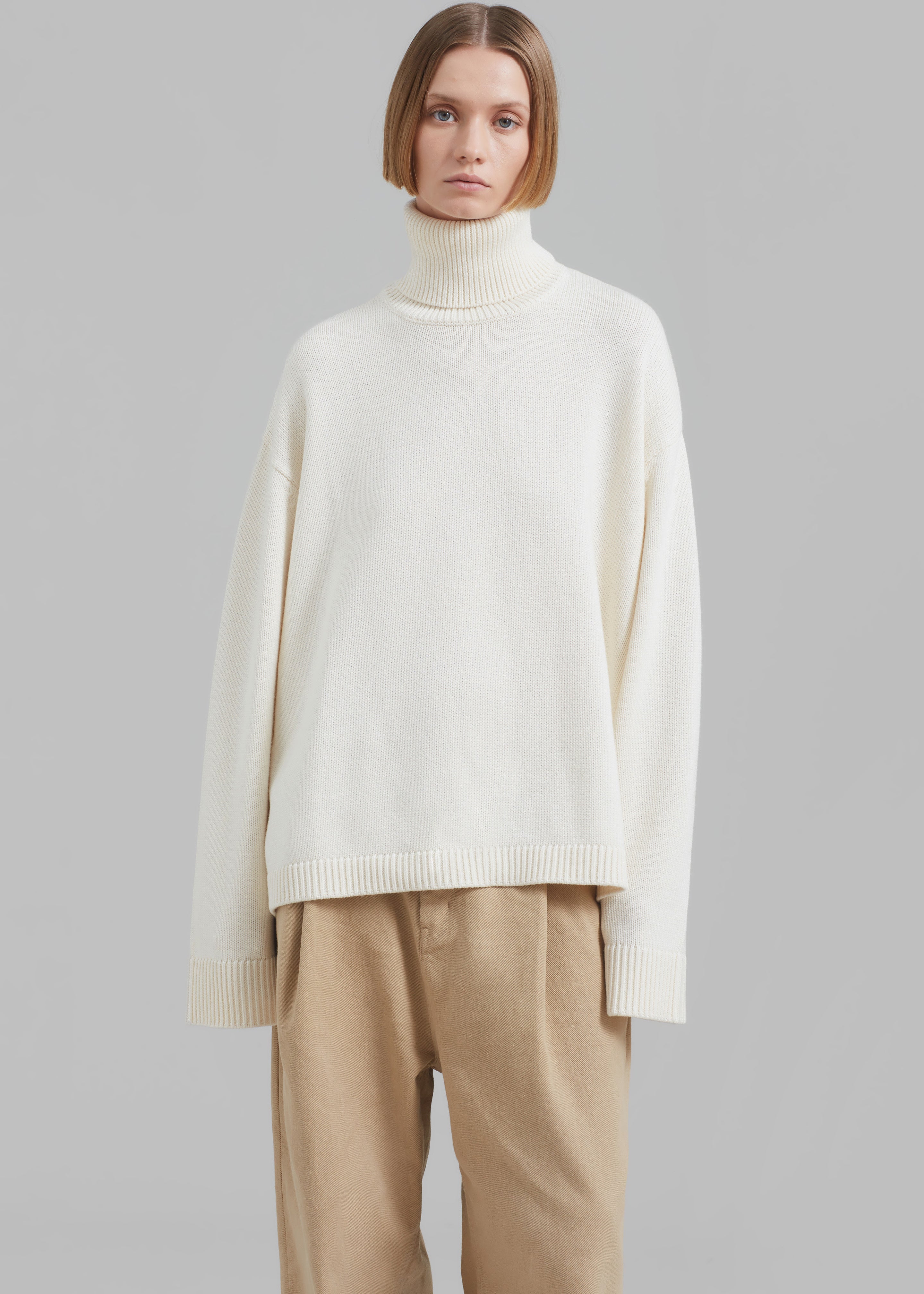 Rhea Trapeze Turtleneck - Ivory - 4