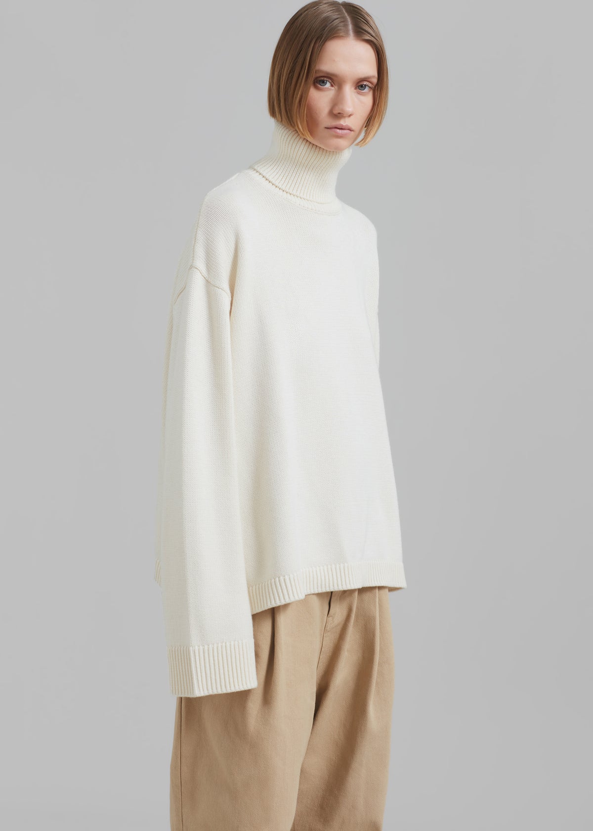 Rhea Trapeze Turtleneck - Ivory - 1
