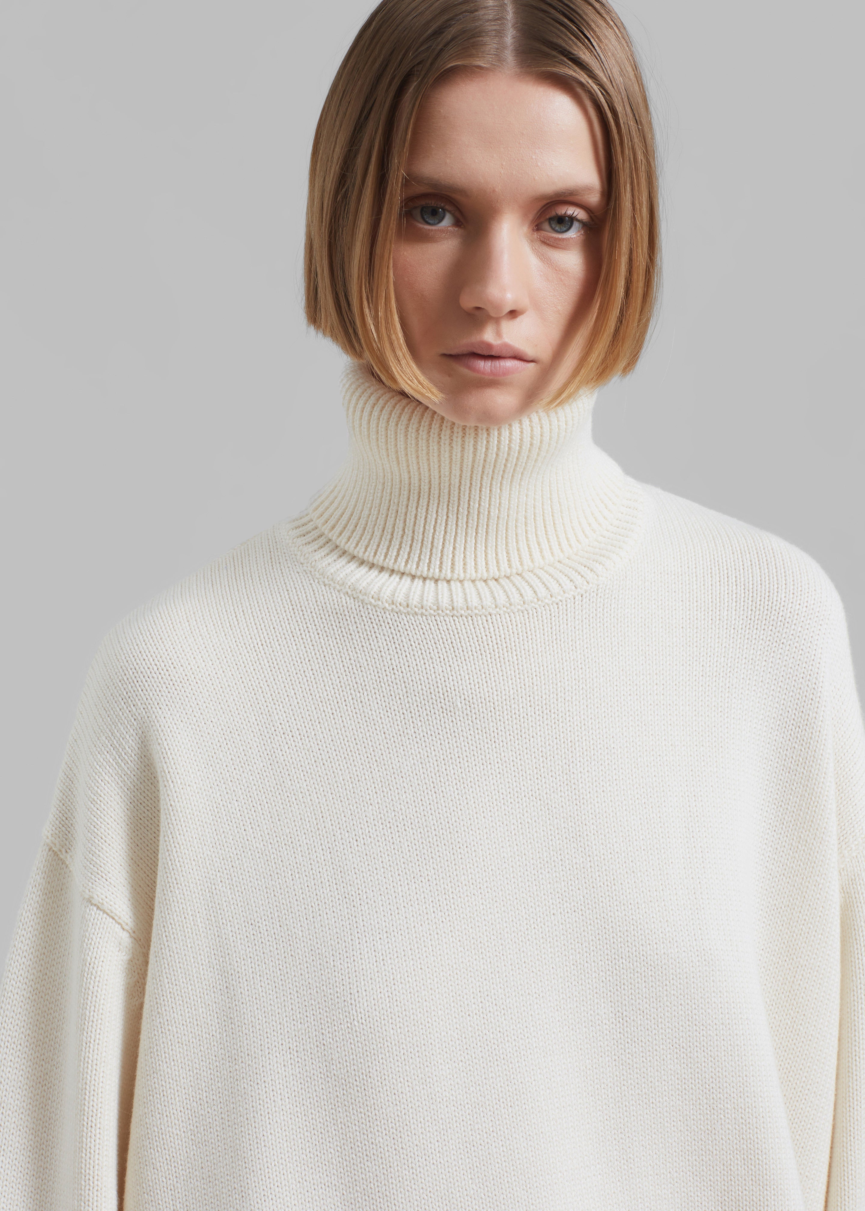 Rhea Trapeze Turtleneck - Ivory - 3
