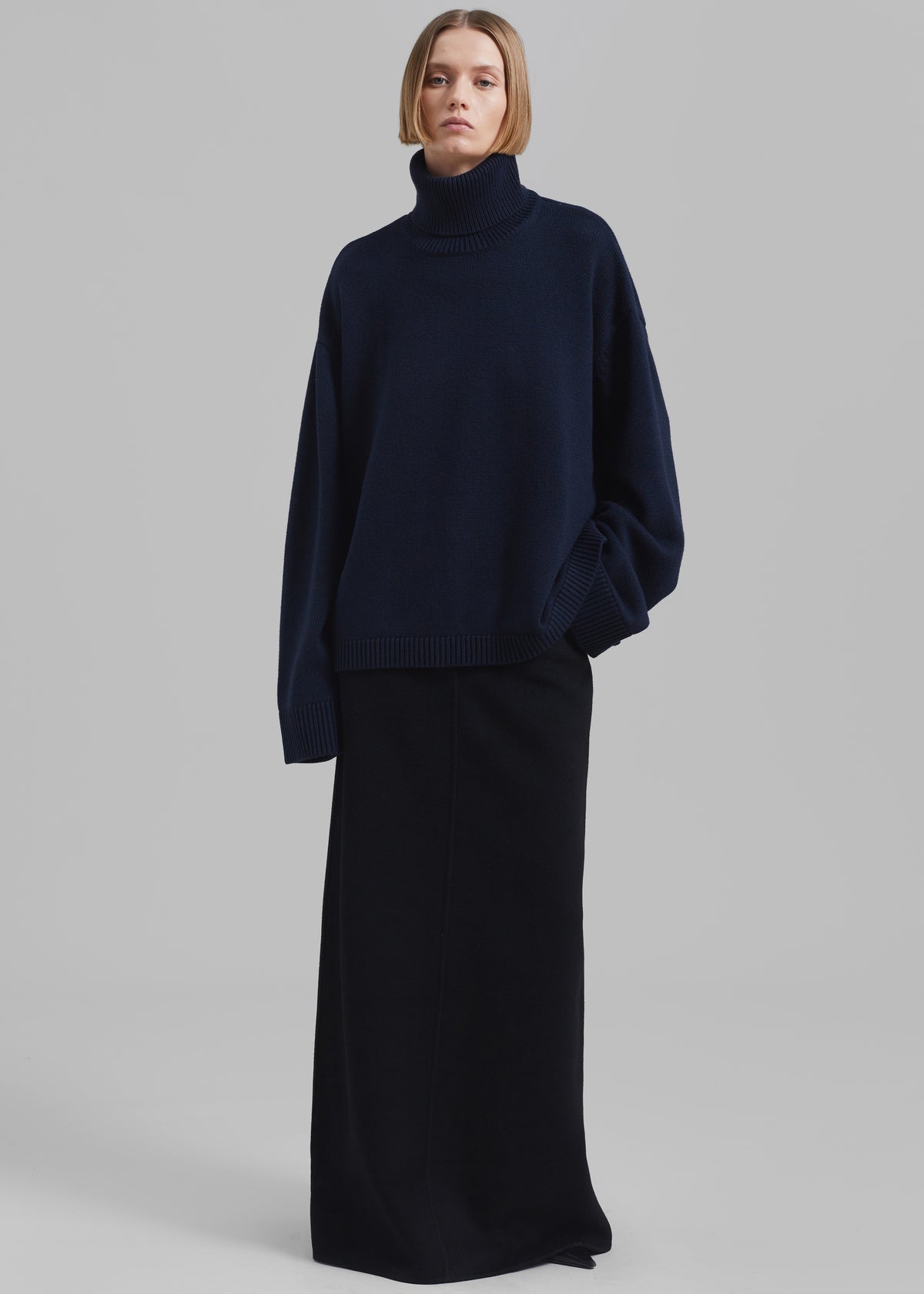 Rhea Trapeze Turtleneck - Navy - 2