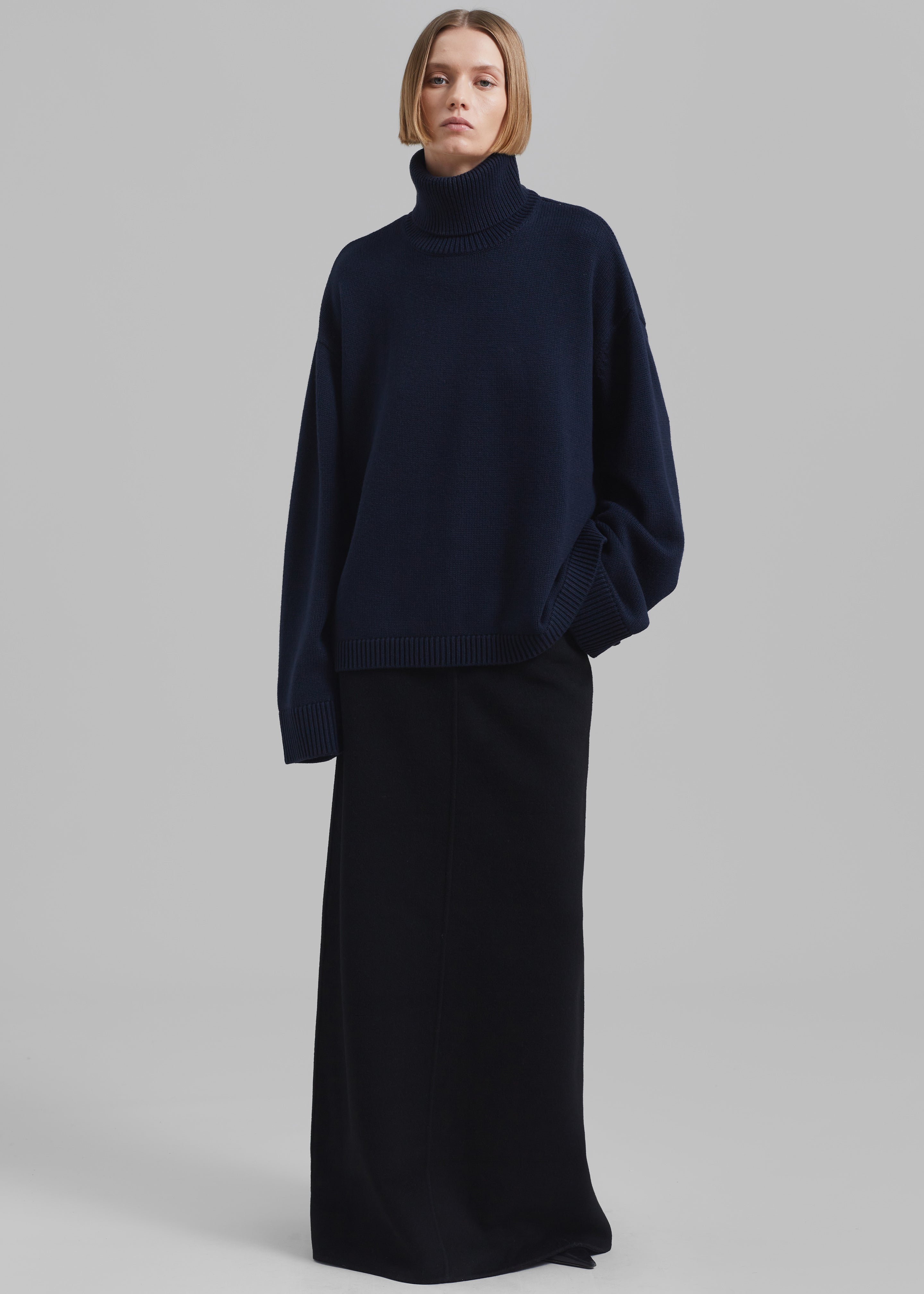 Rhea Trapeze Turtleneck - Navy - 2
