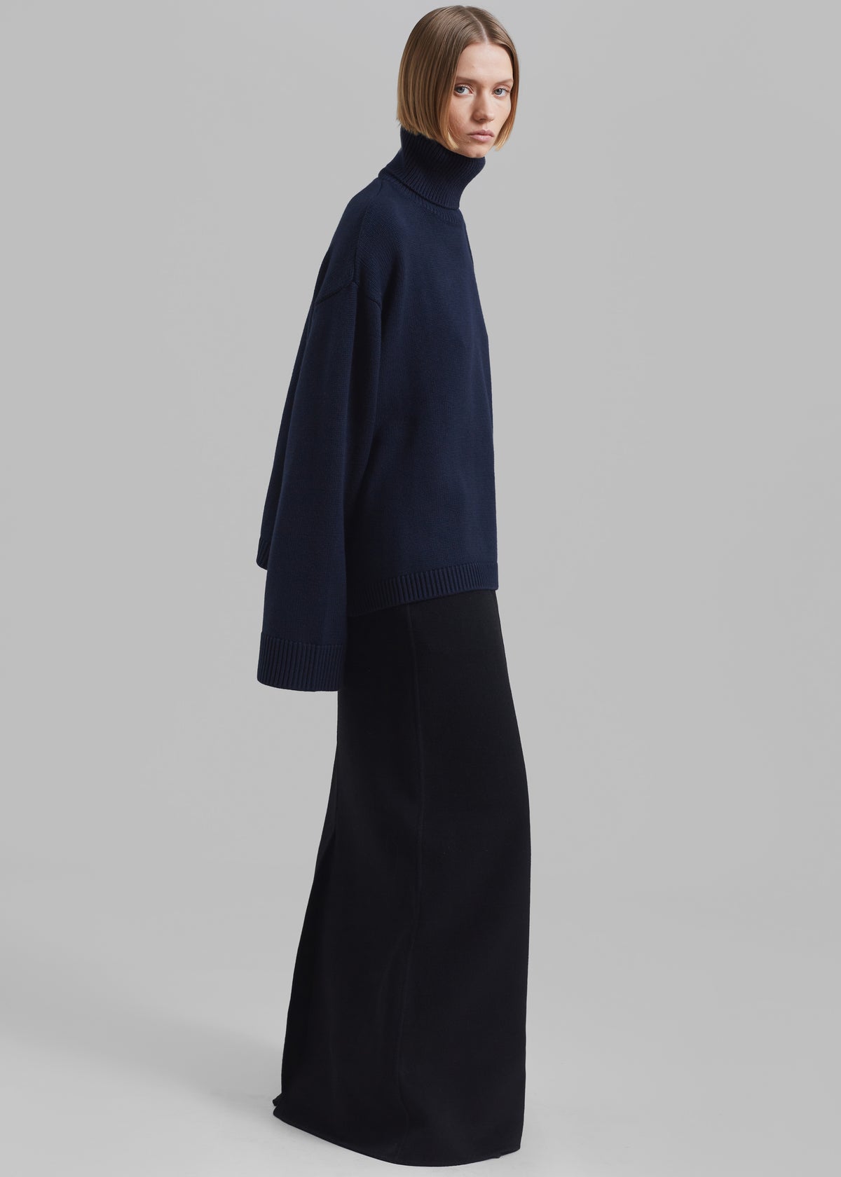Rhea Trapeze Turtleneck - Navy - 5