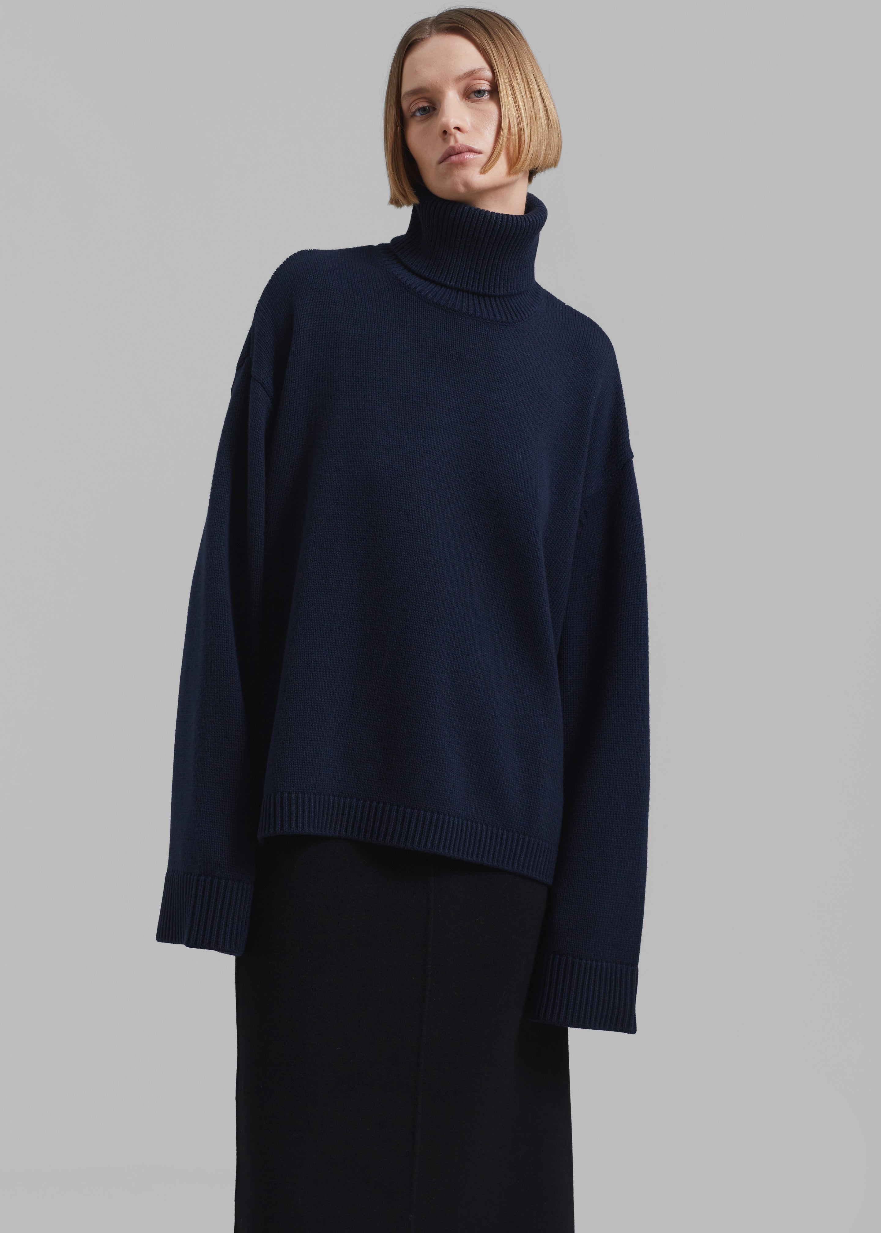 Rhea Trapeze Turtleneck - Navy - 1