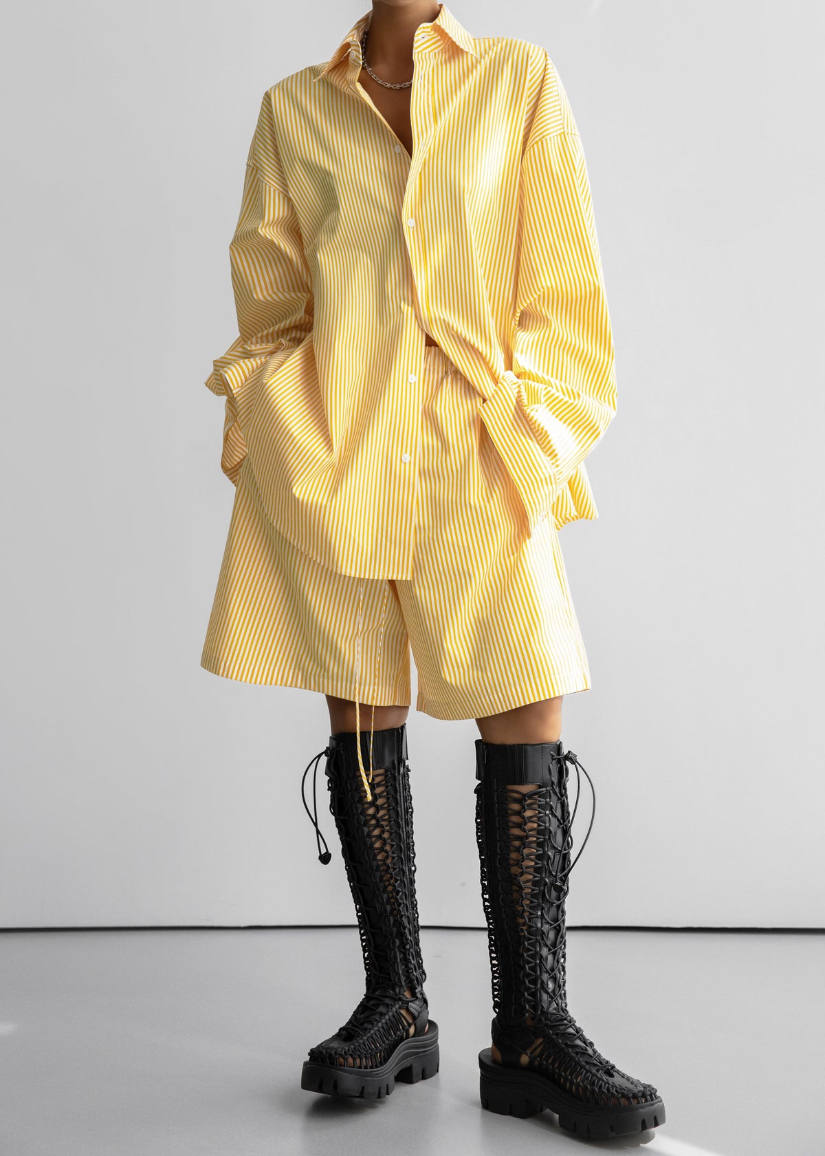 Rimini Bermuda Shorts - Yellow/White Stripe - 7