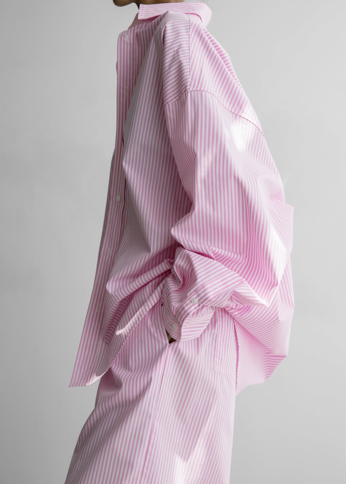 Rimini Oversized Poplin Shirt - Pink/White Stripe - 11