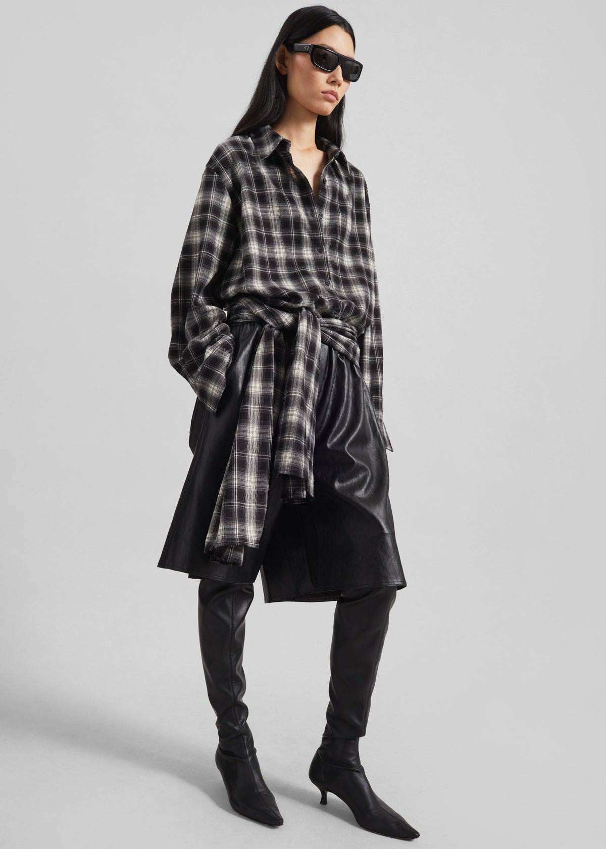 Risarven Faux Leather Bermuda Shorts - Black - 1