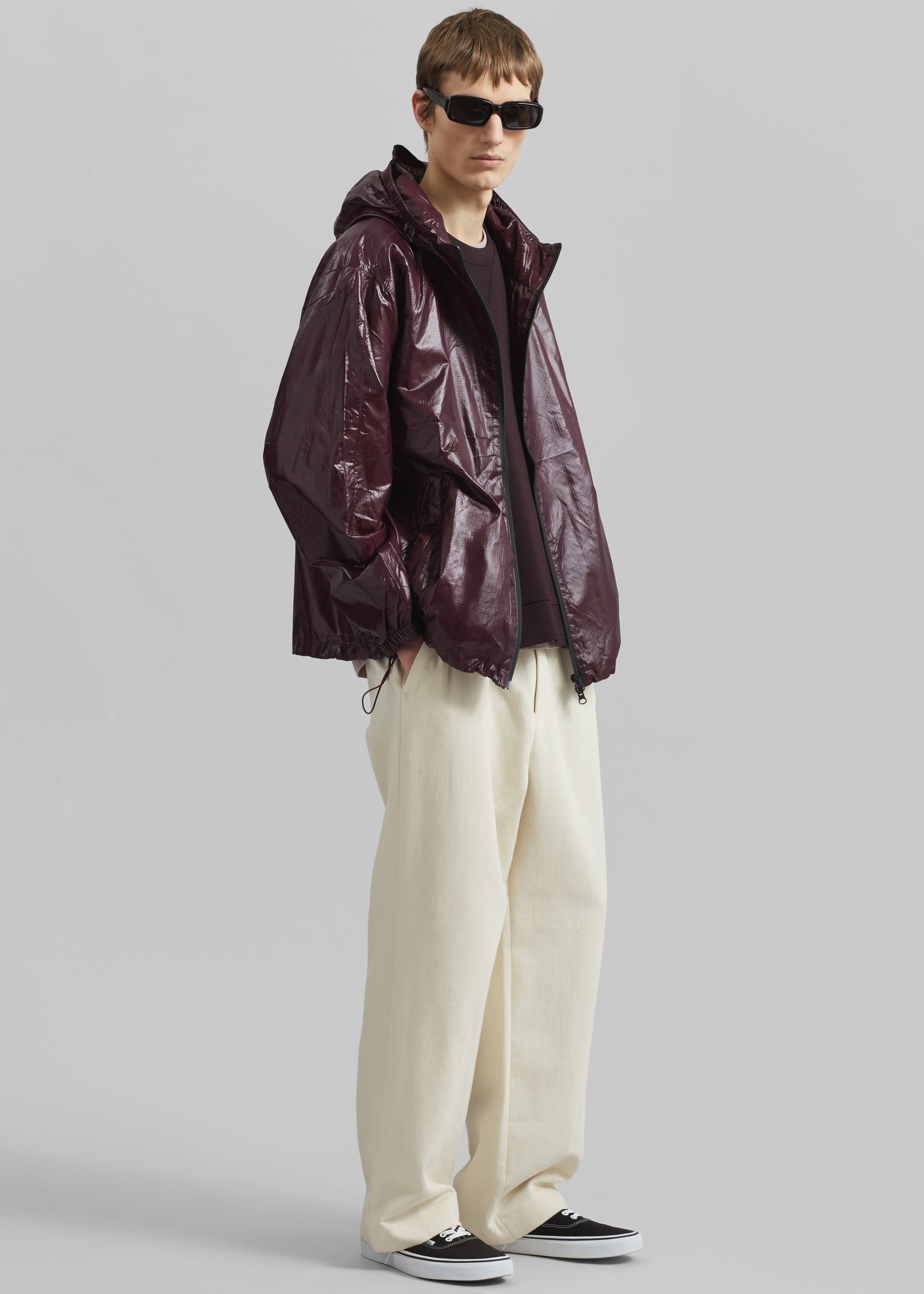 Risbury Glossed Hooded Jacket - Dark Plum - 6