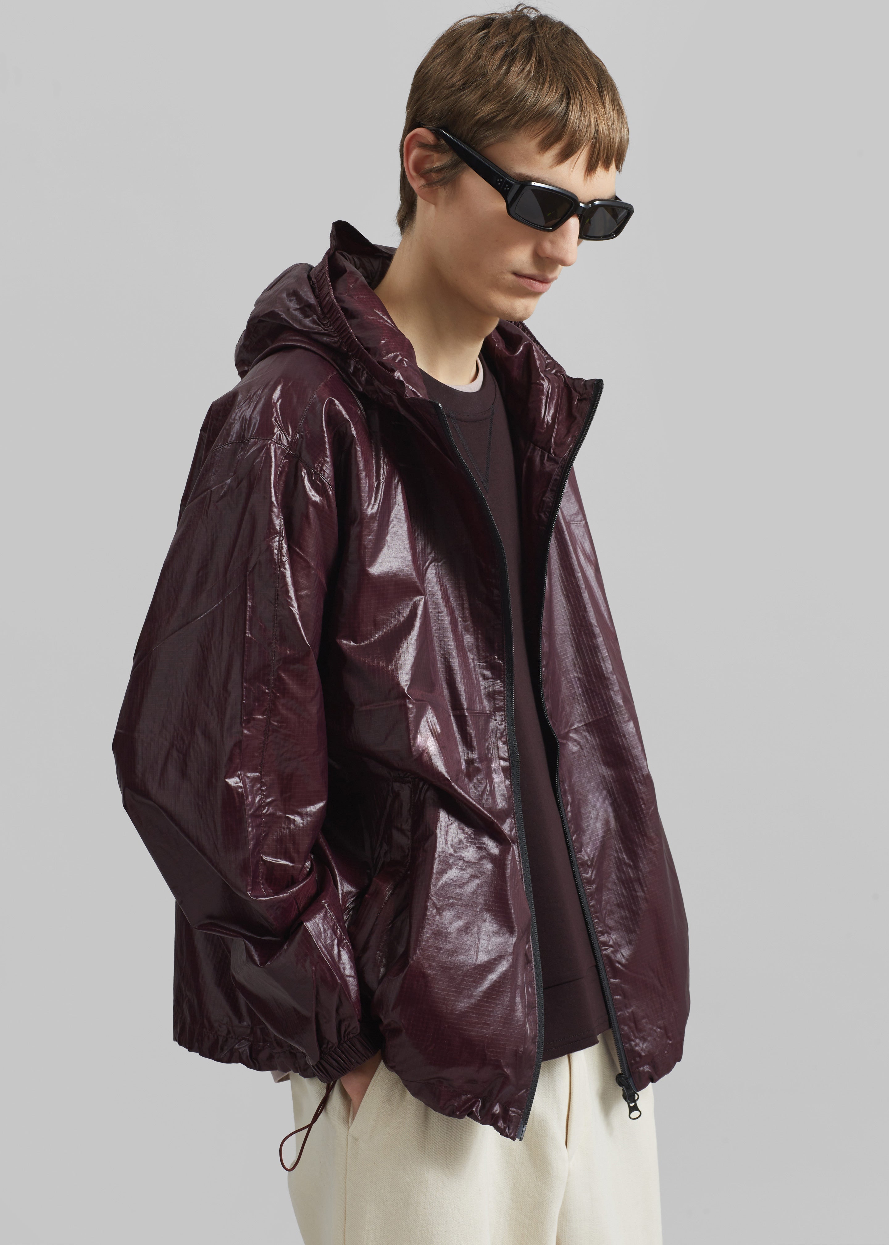 Risbury Glossed Hooded Jacket - Dark Plum - 4
