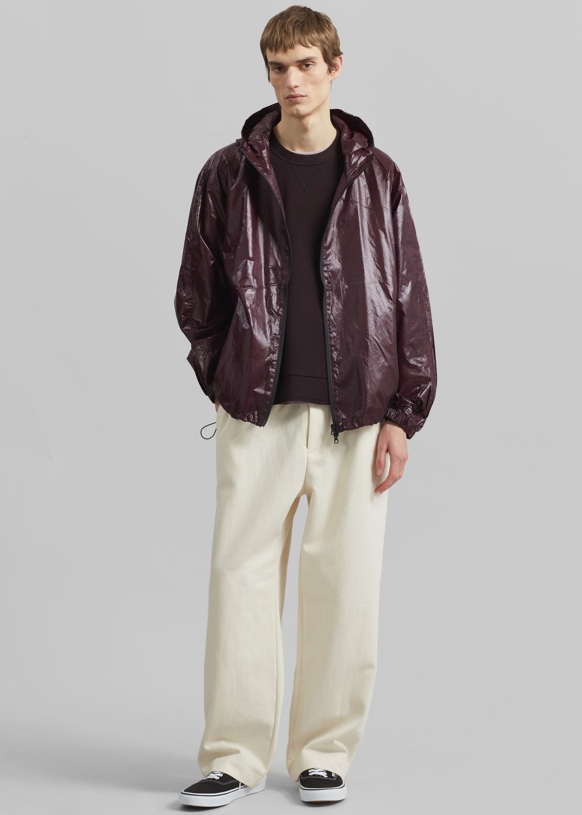 Risbury Glossed Hooded Jacket - Dark Plum - 3