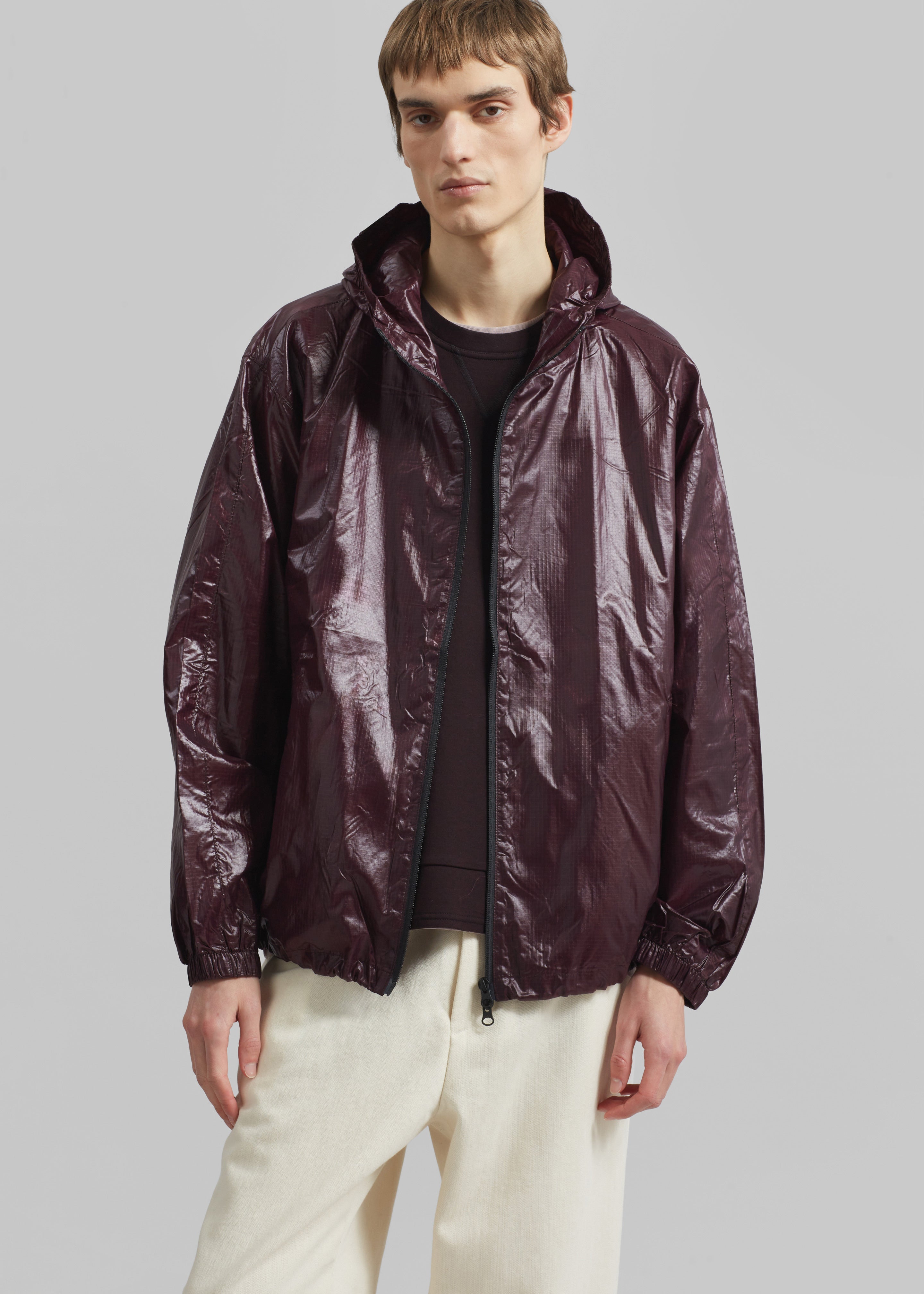 Risbury Glossed Hooded Jacket - Dark Plum - 2