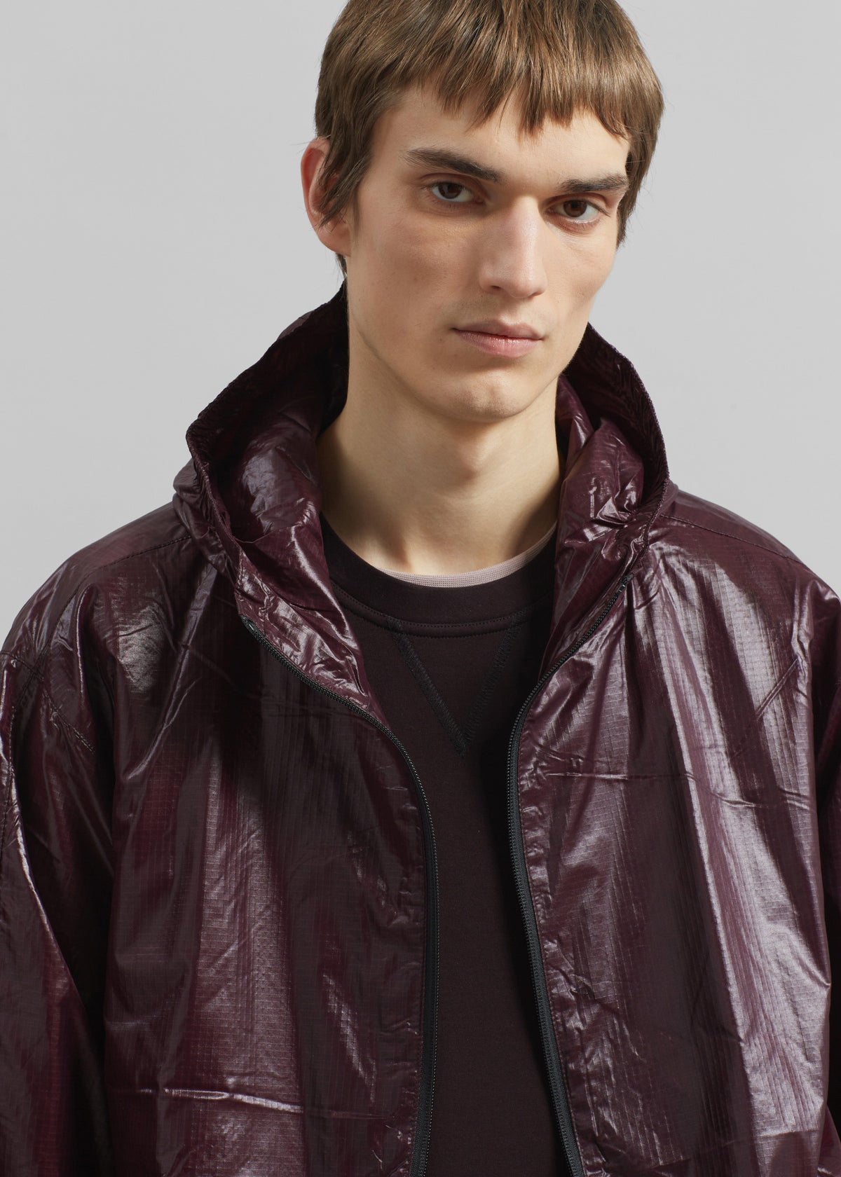 Risbury Glossed Hooded Jacket - Dark Plum - 5