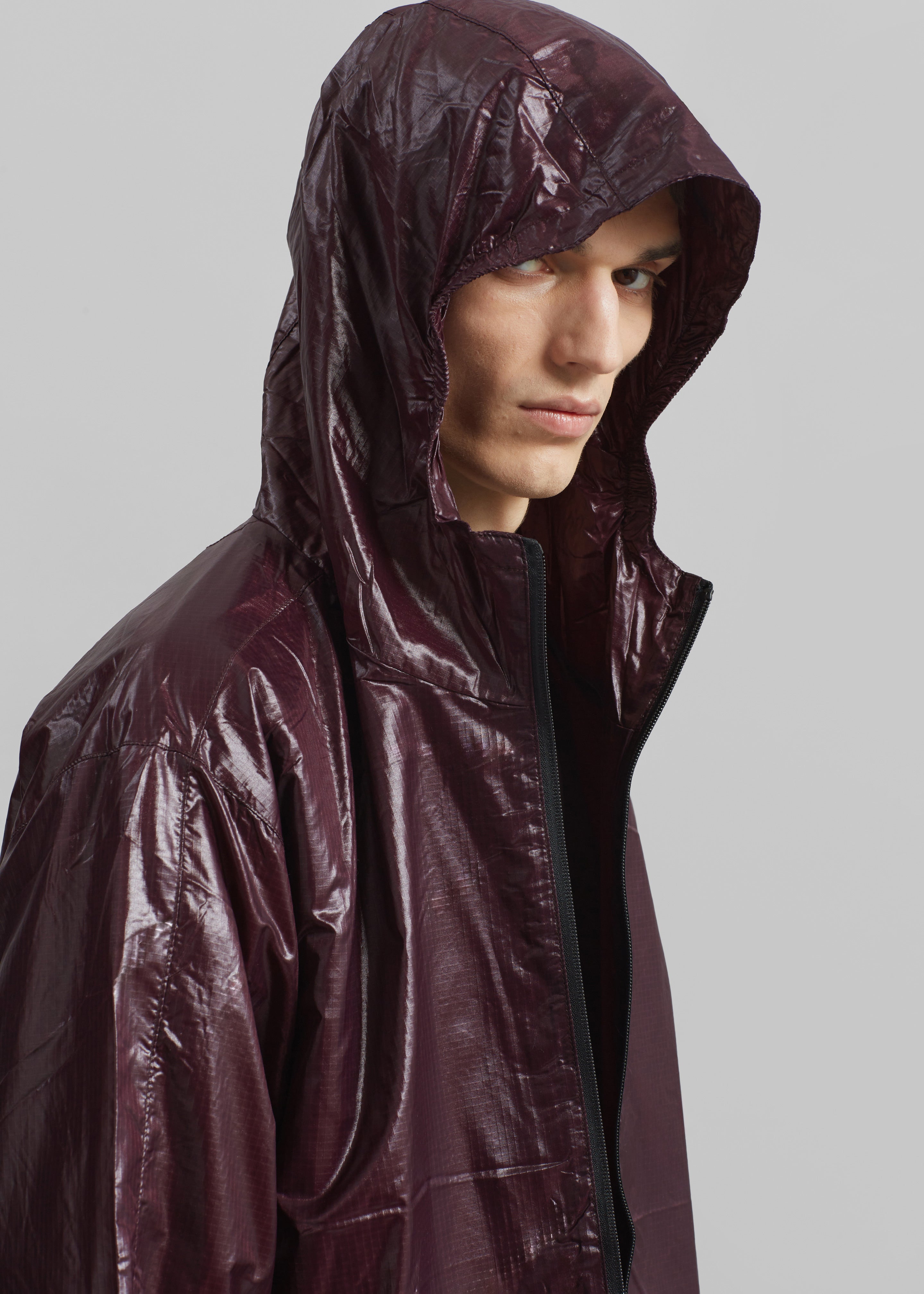 Risbury Glossed Hooded Jacket - Dark Plum - 1