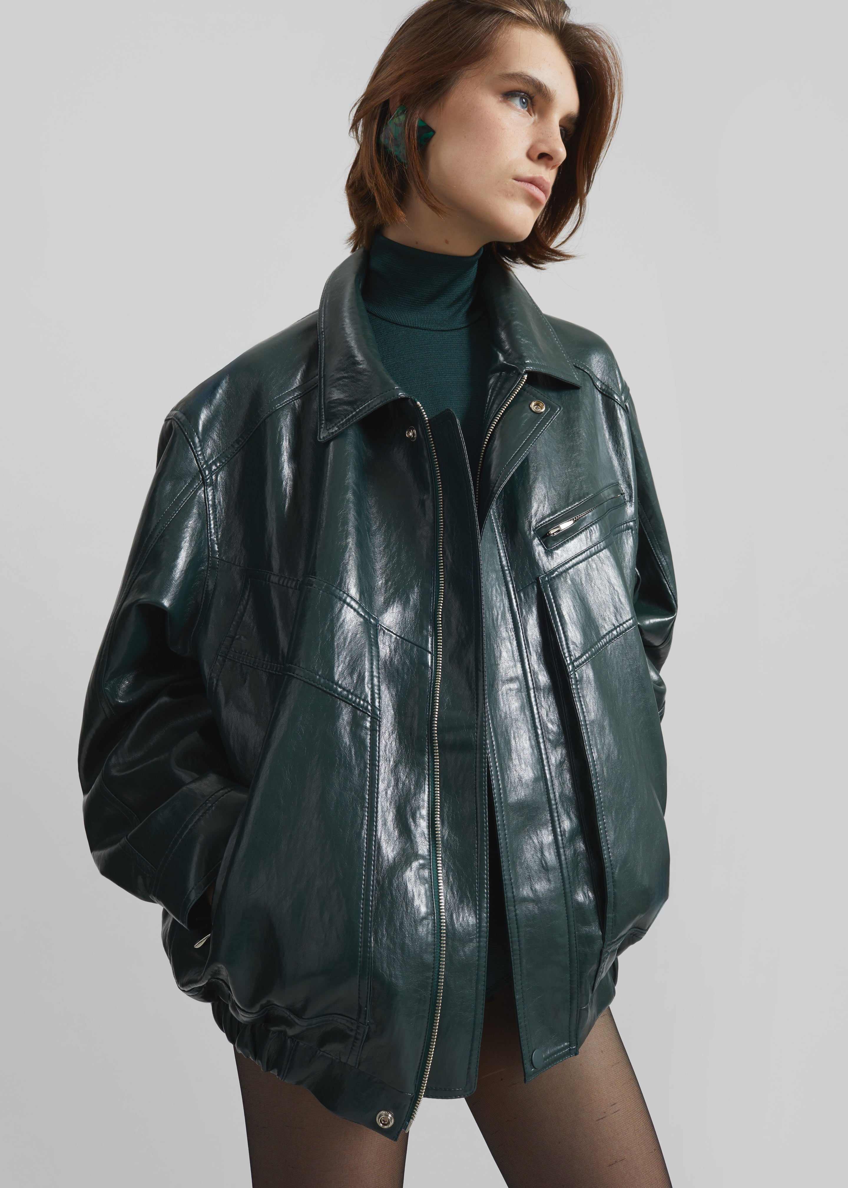 Risner Faux Leather Jacket - Deep Green – The Frankie Shop Europe