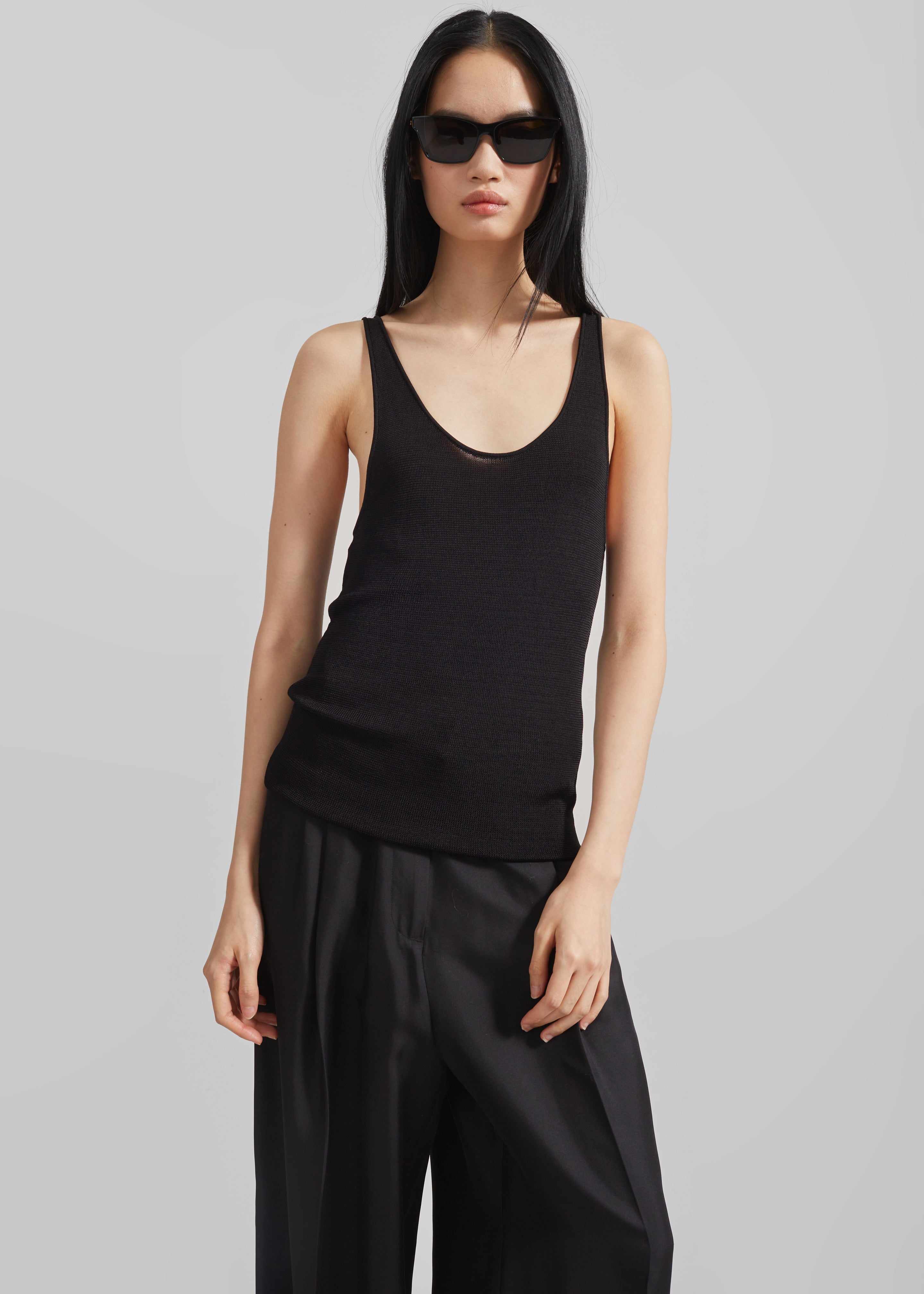 Rivo Knit Tank Top - Black - 1