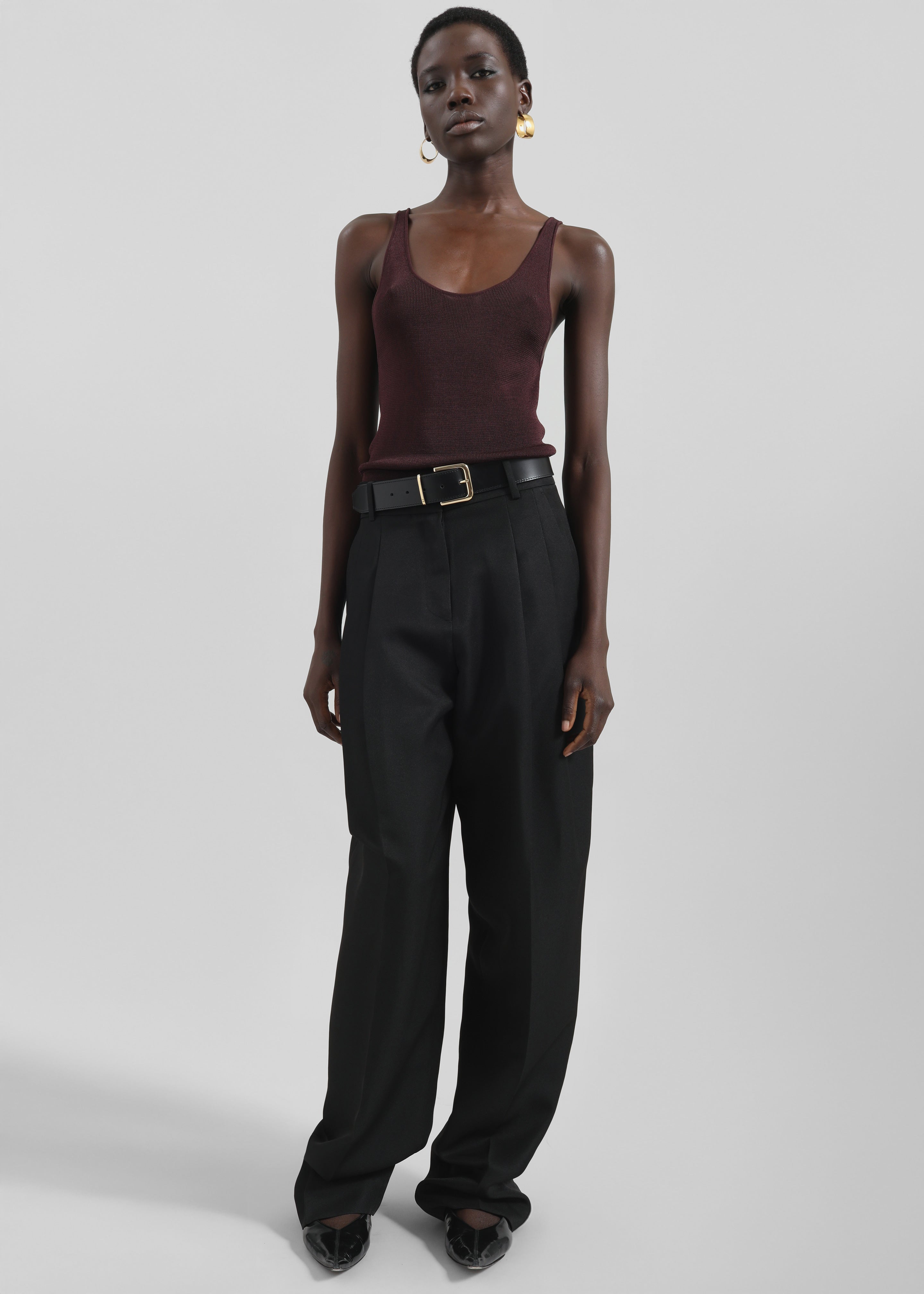 Rivo Knit Tank Top - Burgundy - 3