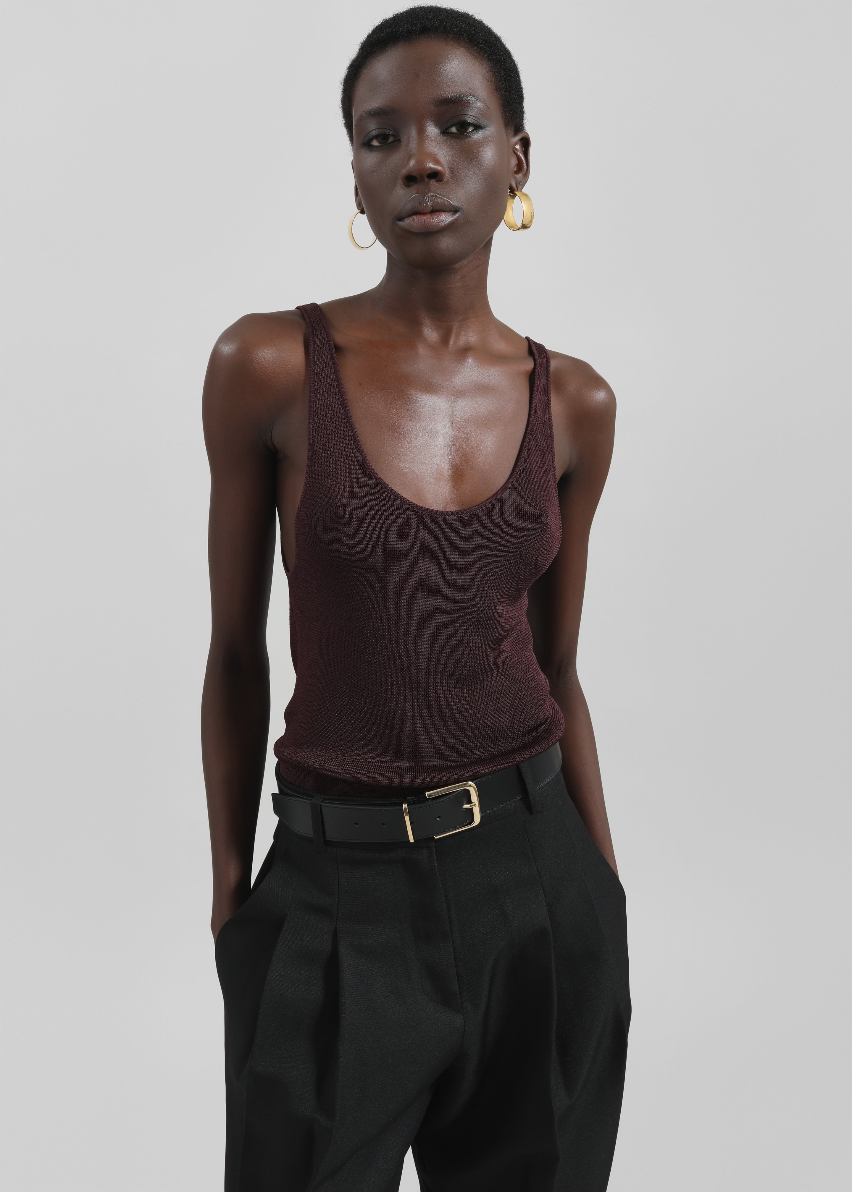 Rivo Knit Tank Top - Burgundy - 1