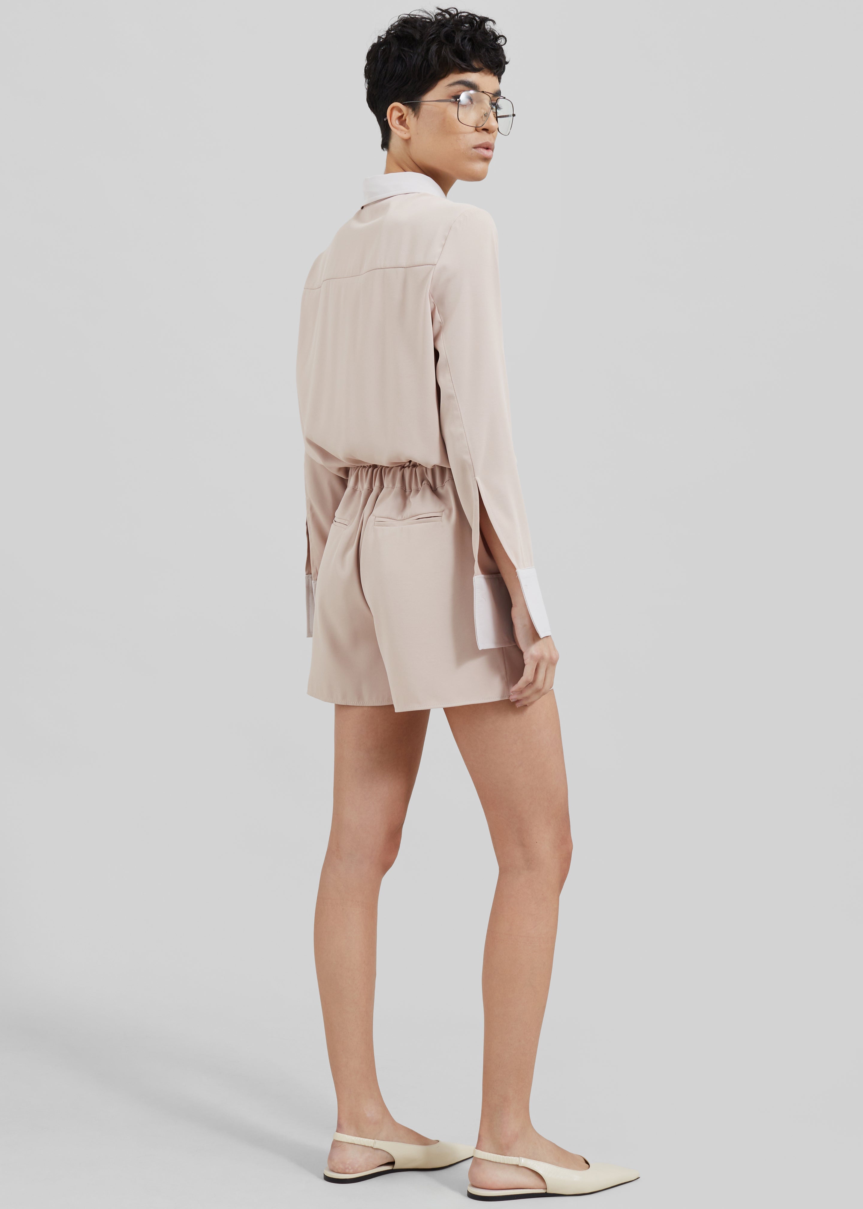 Robyn Button Up Romper - Beige - 8