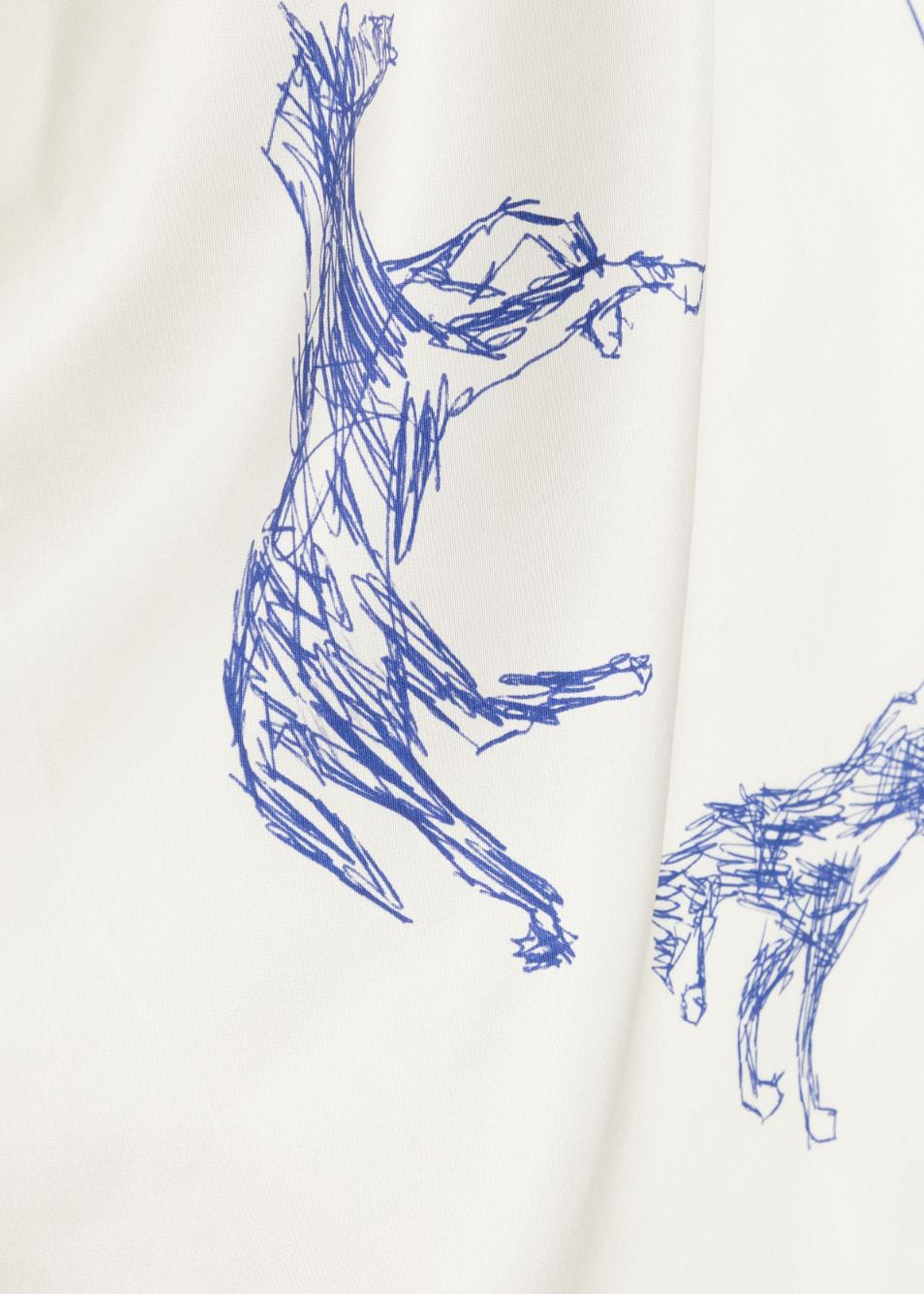 Róhe Silk Ballpoint Horse Scarf - Horse Print Ballpoint Blue - 4