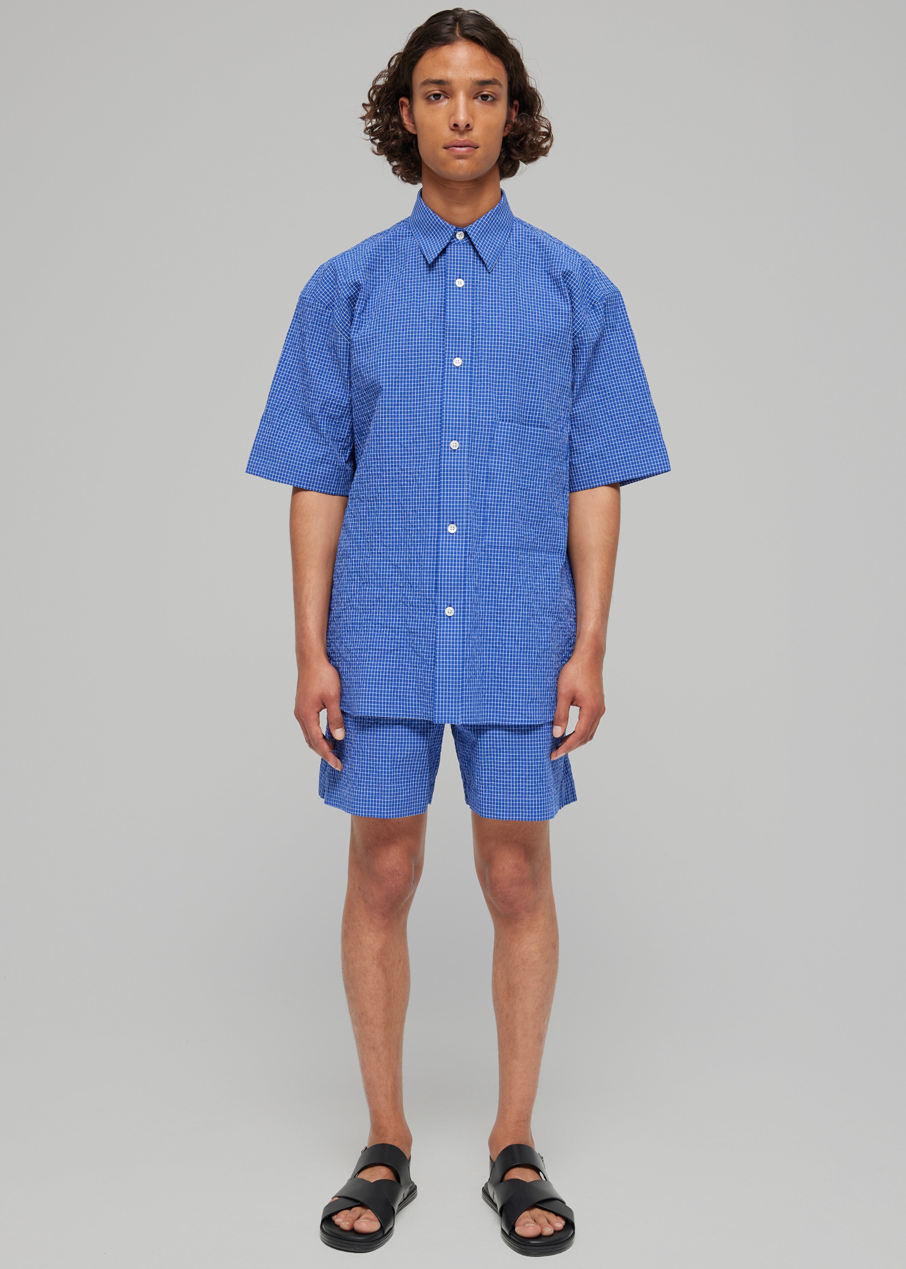 Róhe Checkered Shirt - Ultramarine White Check - 2