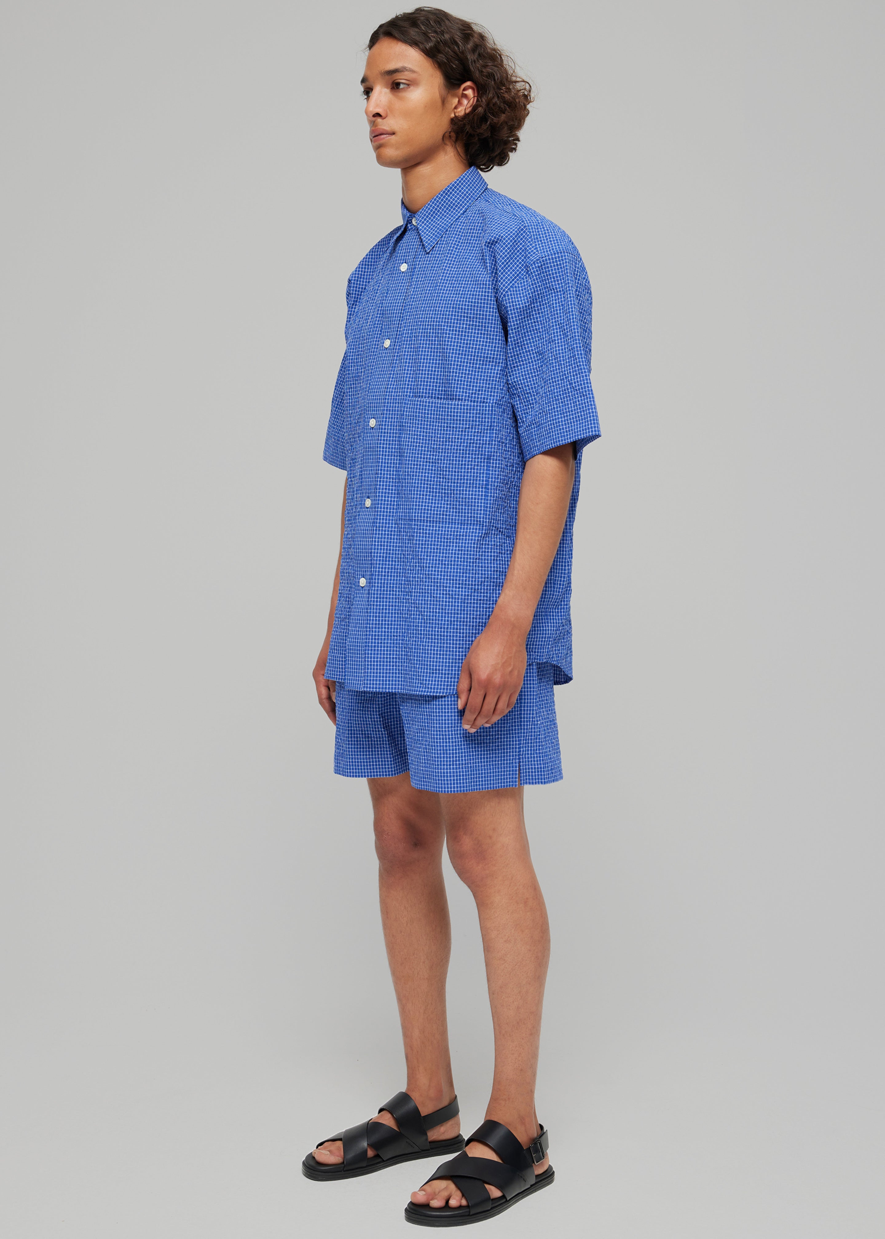 Róhe Checkered Shirt - Ultramarine White Check - 4