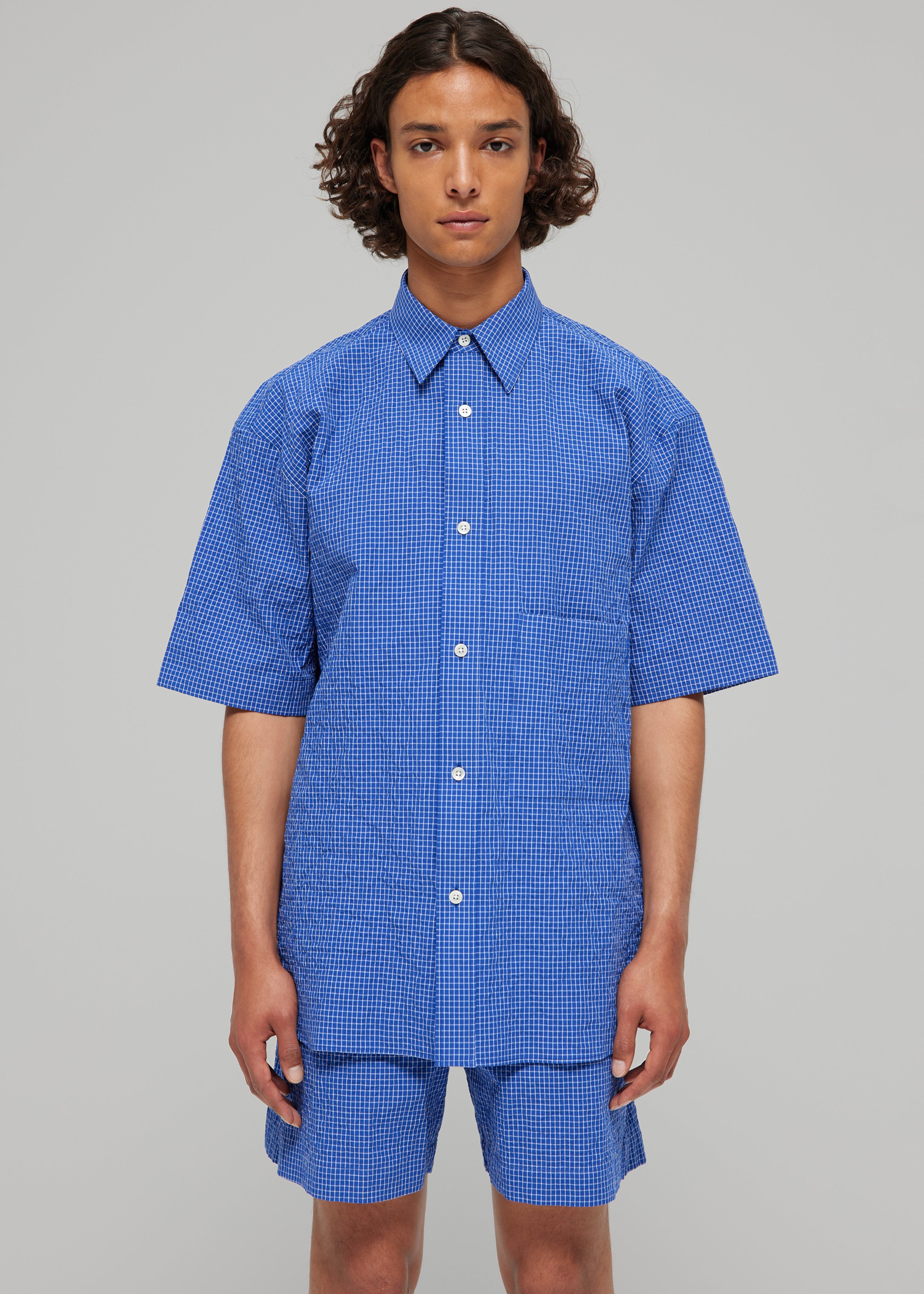 Róhe Checkered Shirt - Ultramarine White Check - 1