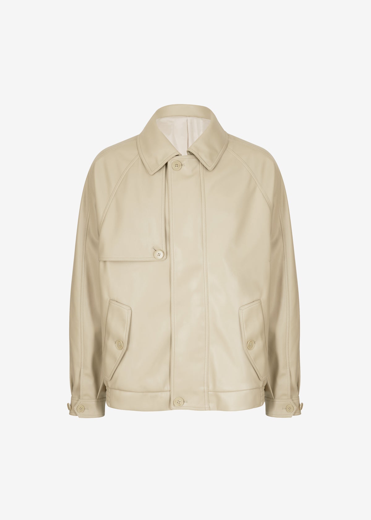 Roisin Faux Leather Jacket - Beige - 10