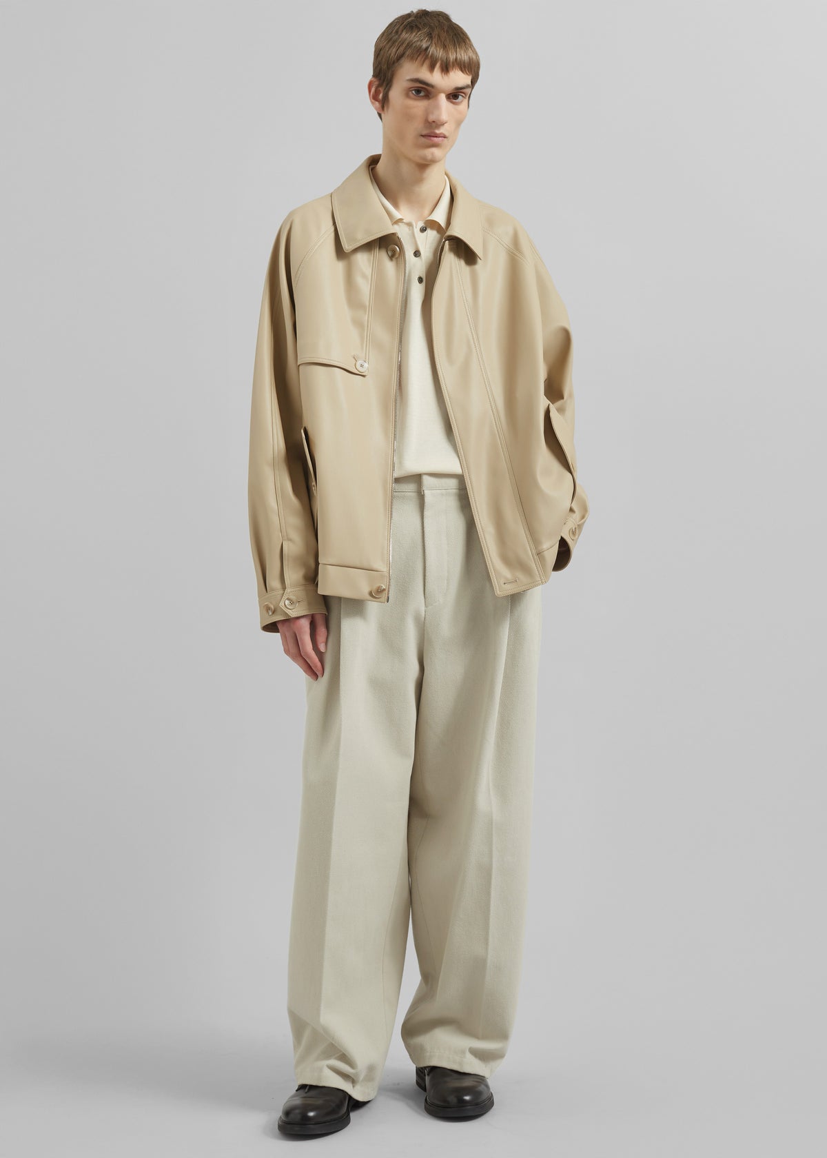 Roisin Faux Leather Jacket - Beige - 3