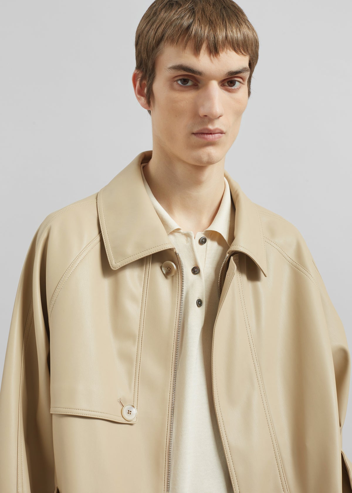 Roisin Faux Leather Jacket - Beige - 2
