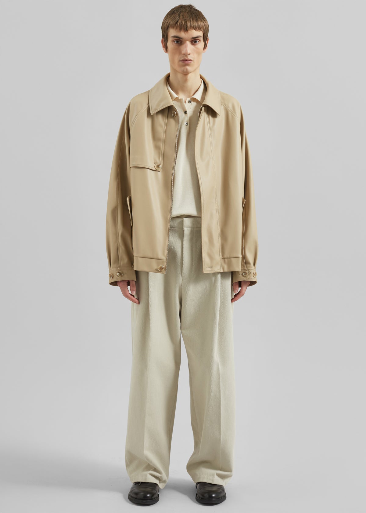Roisin Faux Leather Jacket - Beige - 5