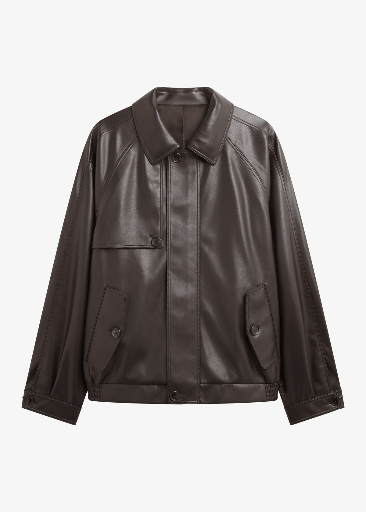 Roisin Faux Leather Jacket - Brown - 7