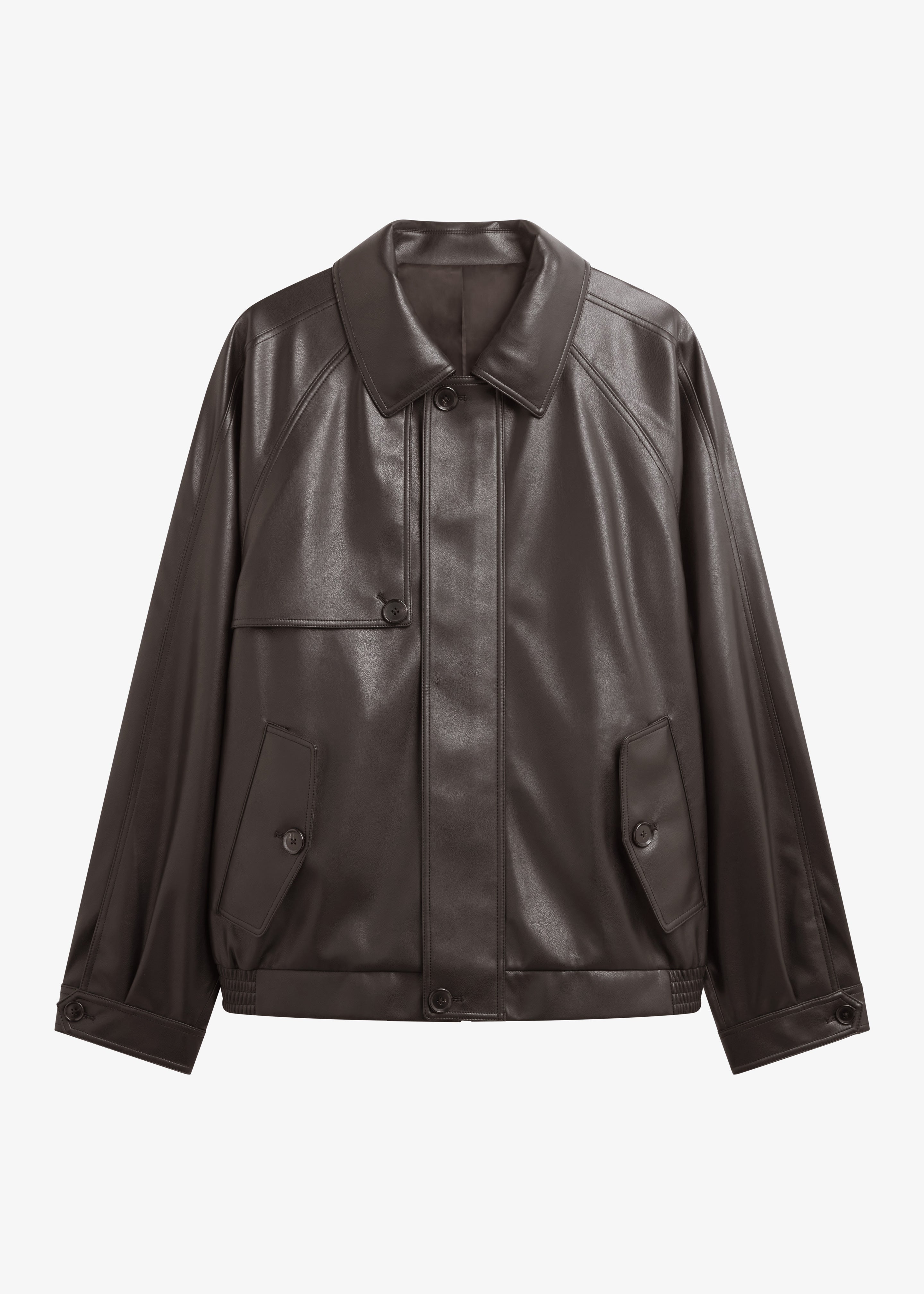 Roisin Faux Leather Jacket - Brown - 7