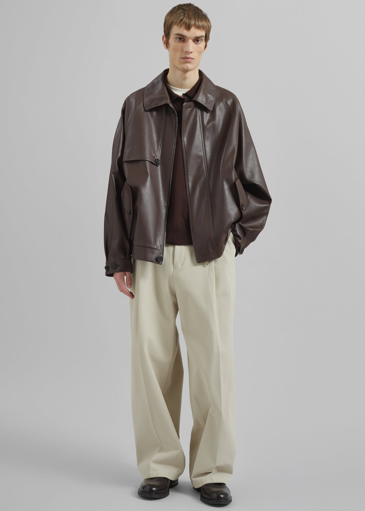 Roisin Faux Leather Jacket - Brown - 1