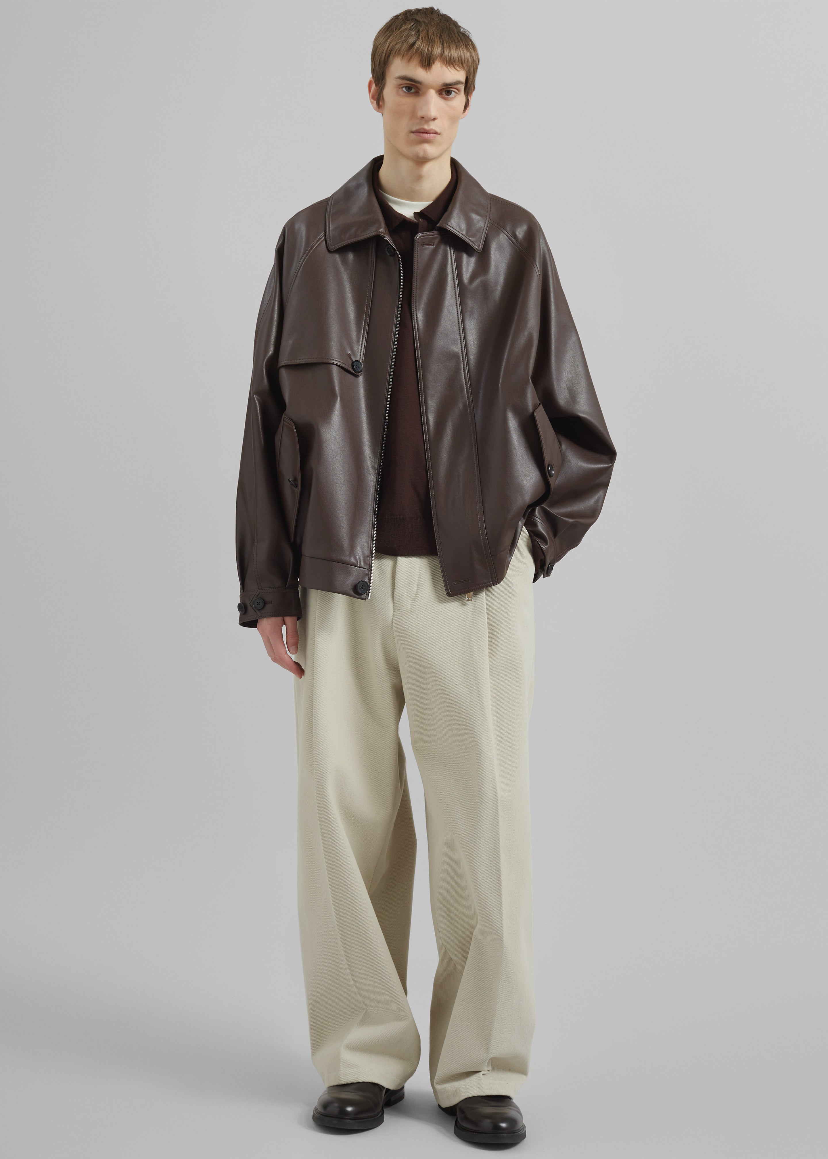 Roisin Faux Leather Jacket - Brown - 1