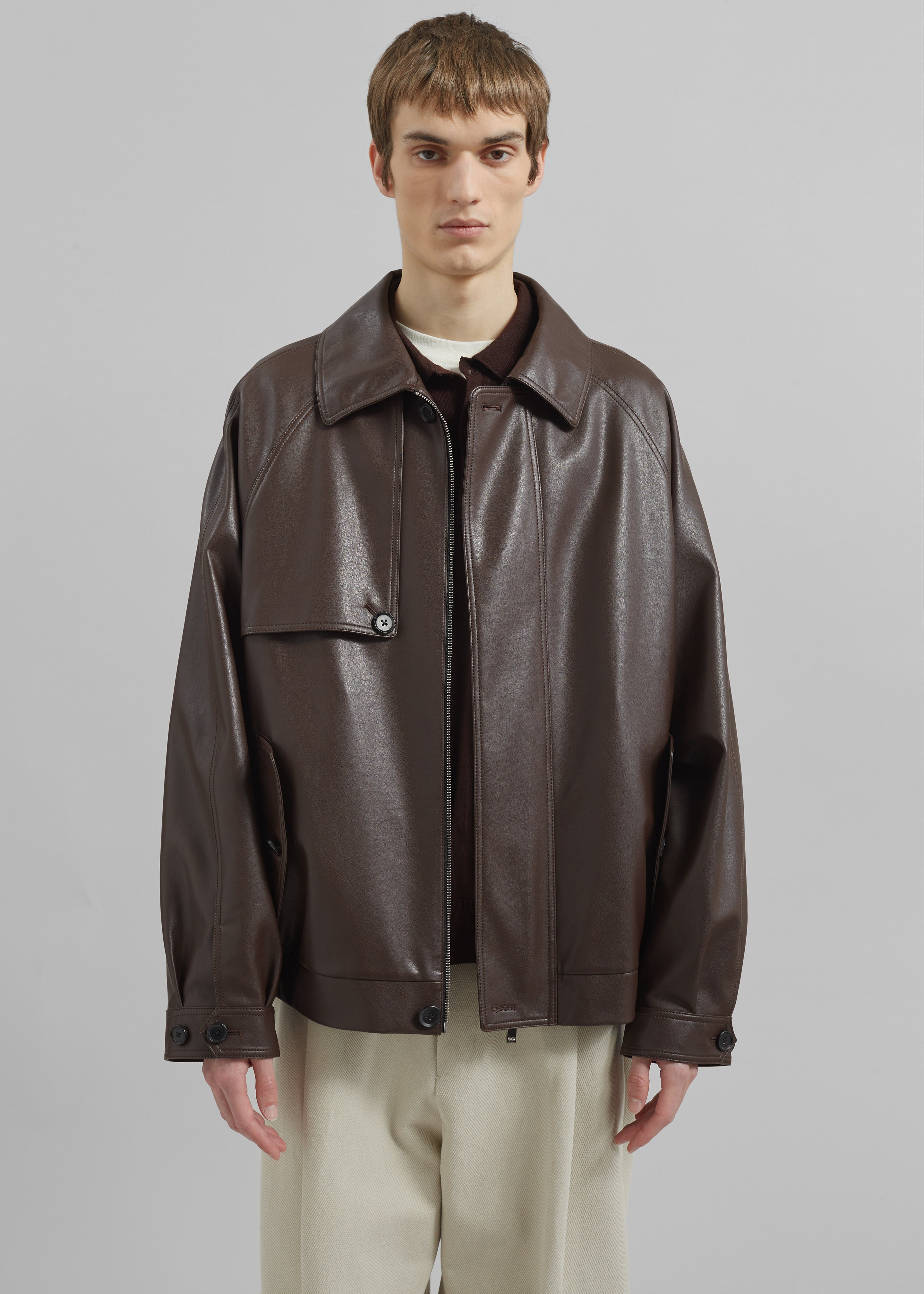 Roisin Faux Leather Jacket - Brown - 5
