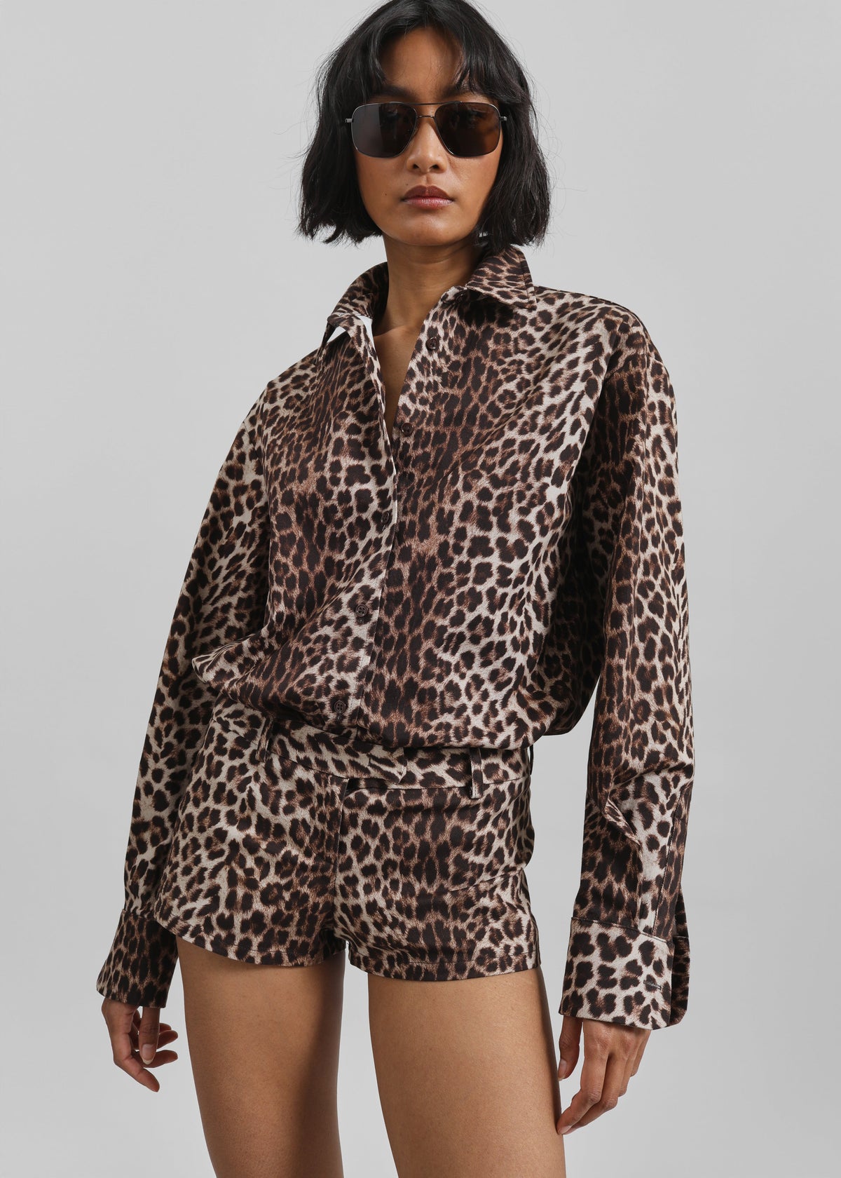 Roma Leopard Print Hot Pants - Brown - 6