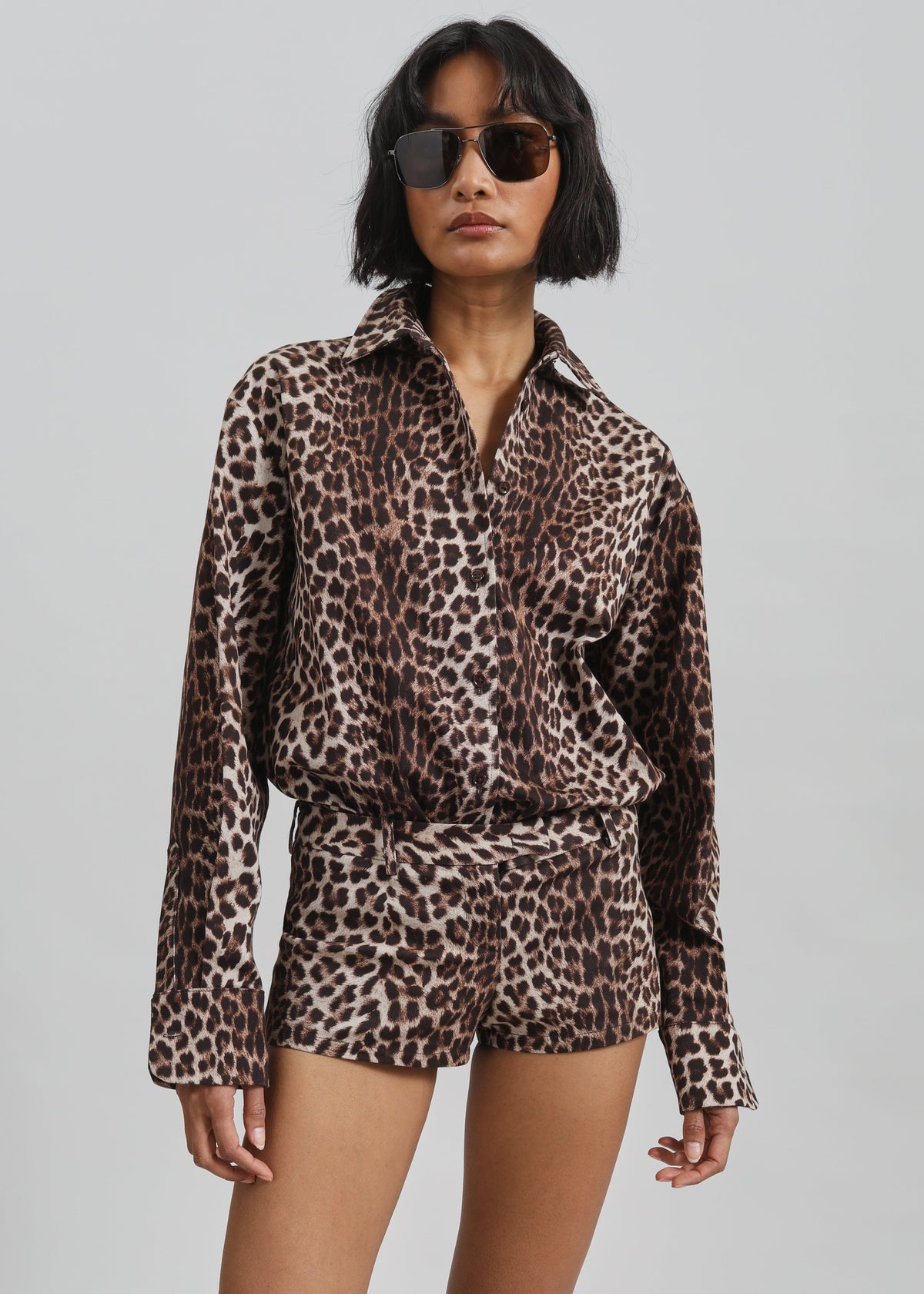 Roma Leopard Print Hot Pants - Brown - 8