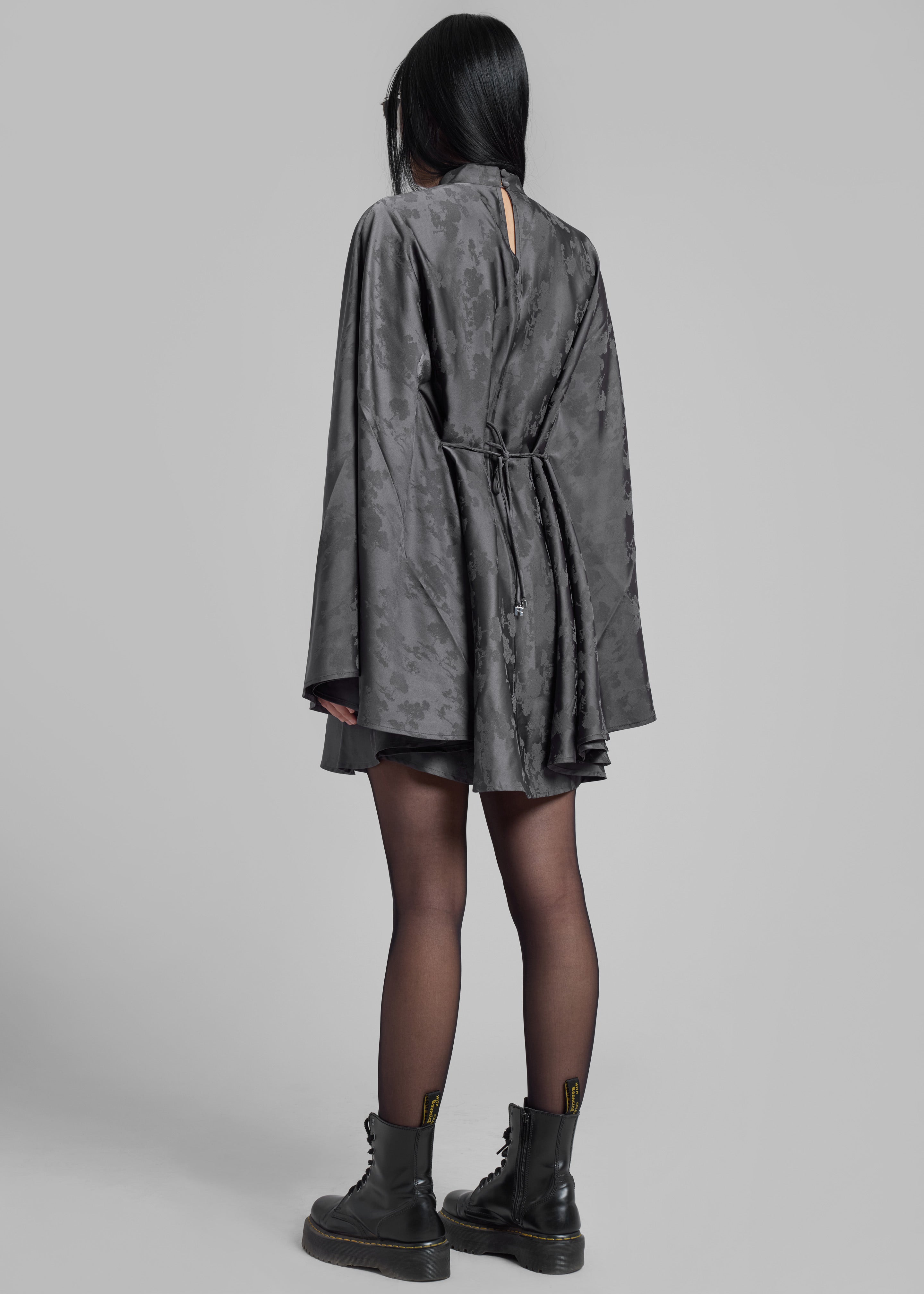 Rotate Bat Sleeve Mini Dress - Gray Print - 7