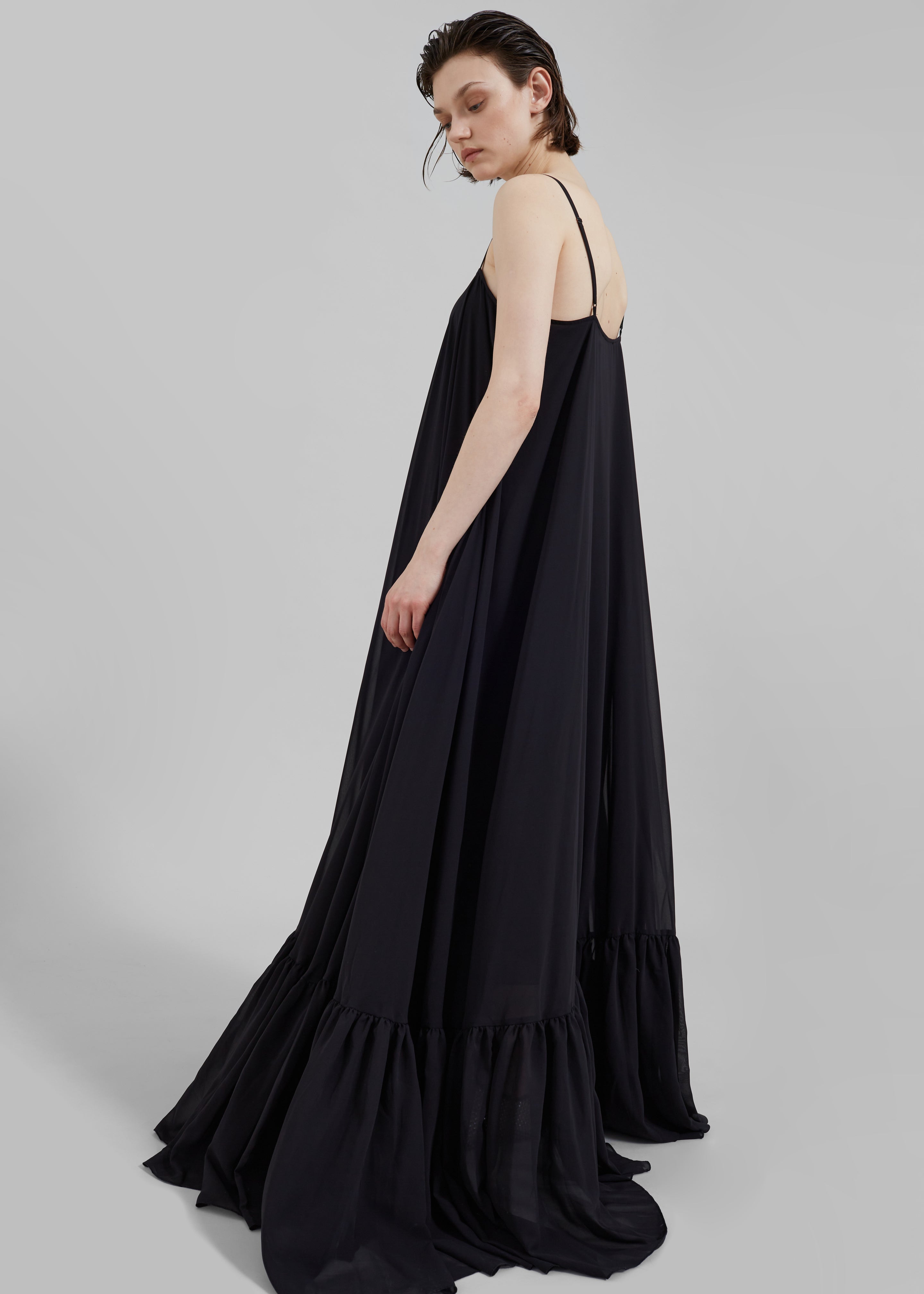 Rotate Chiffon Maxi Wide Dress - Black - 2