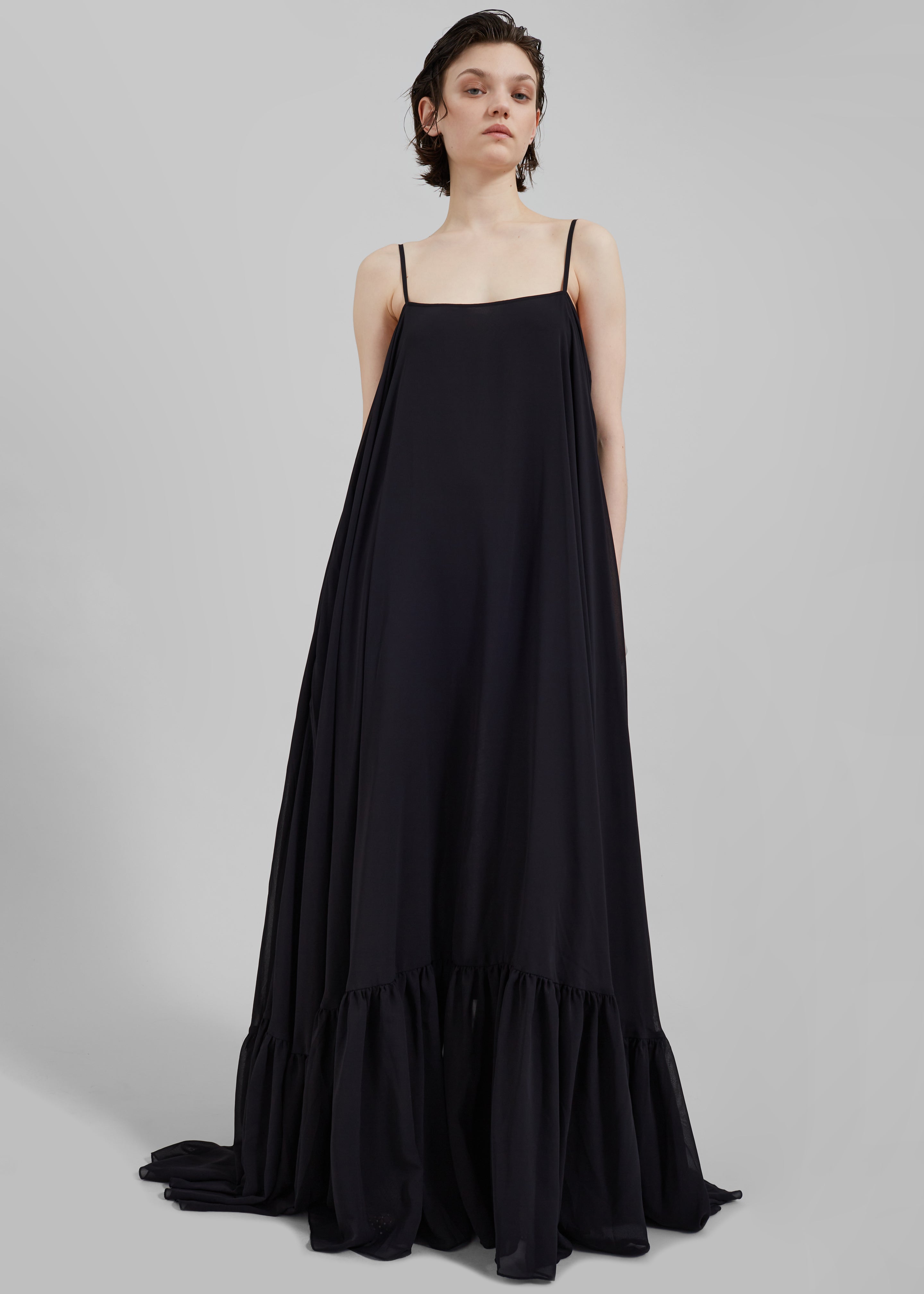Rotate Chiffon Maxi Wide Dress - Black - 1