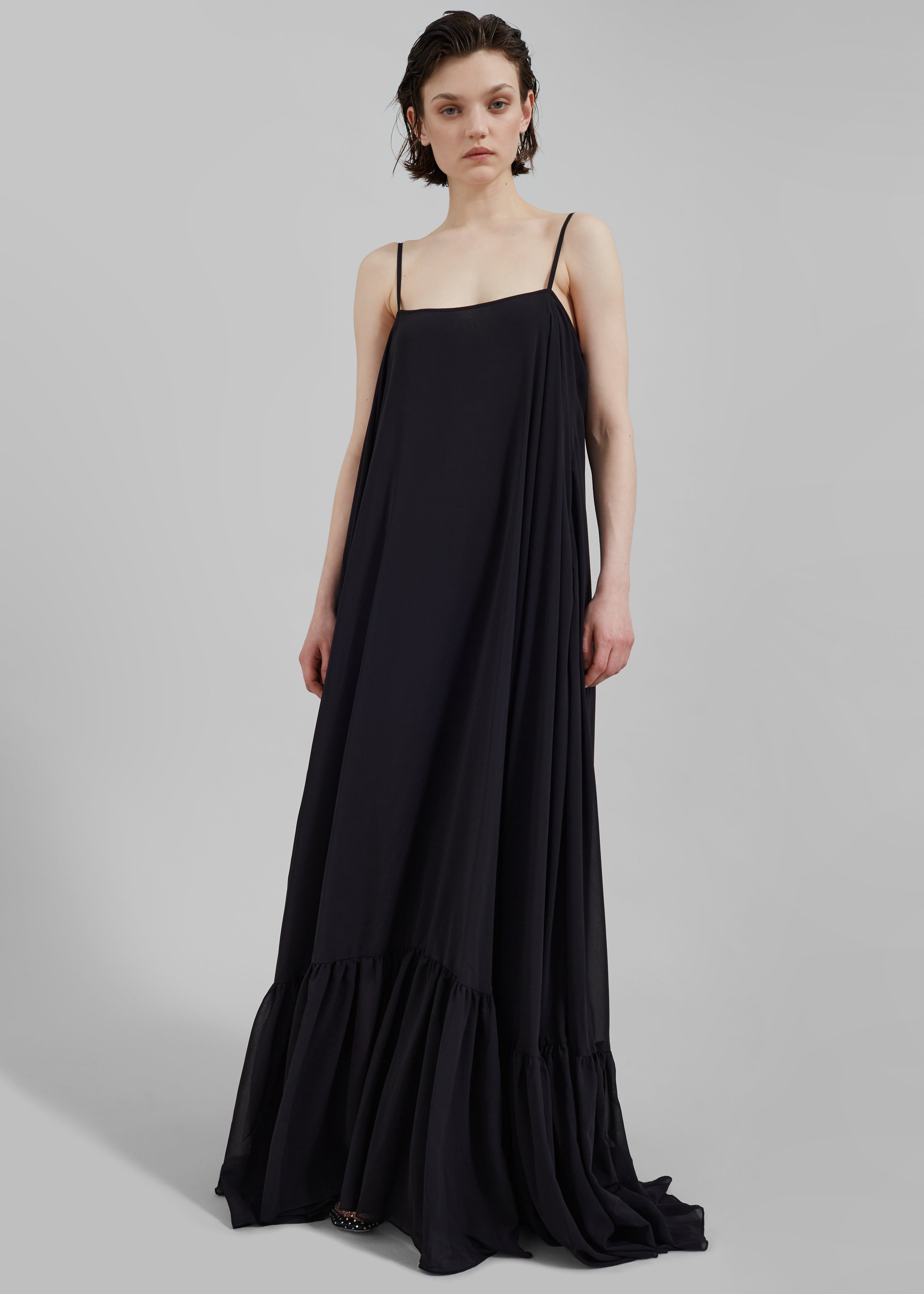 Rotate Chiffon Maxi Wide Dress - Black - 3