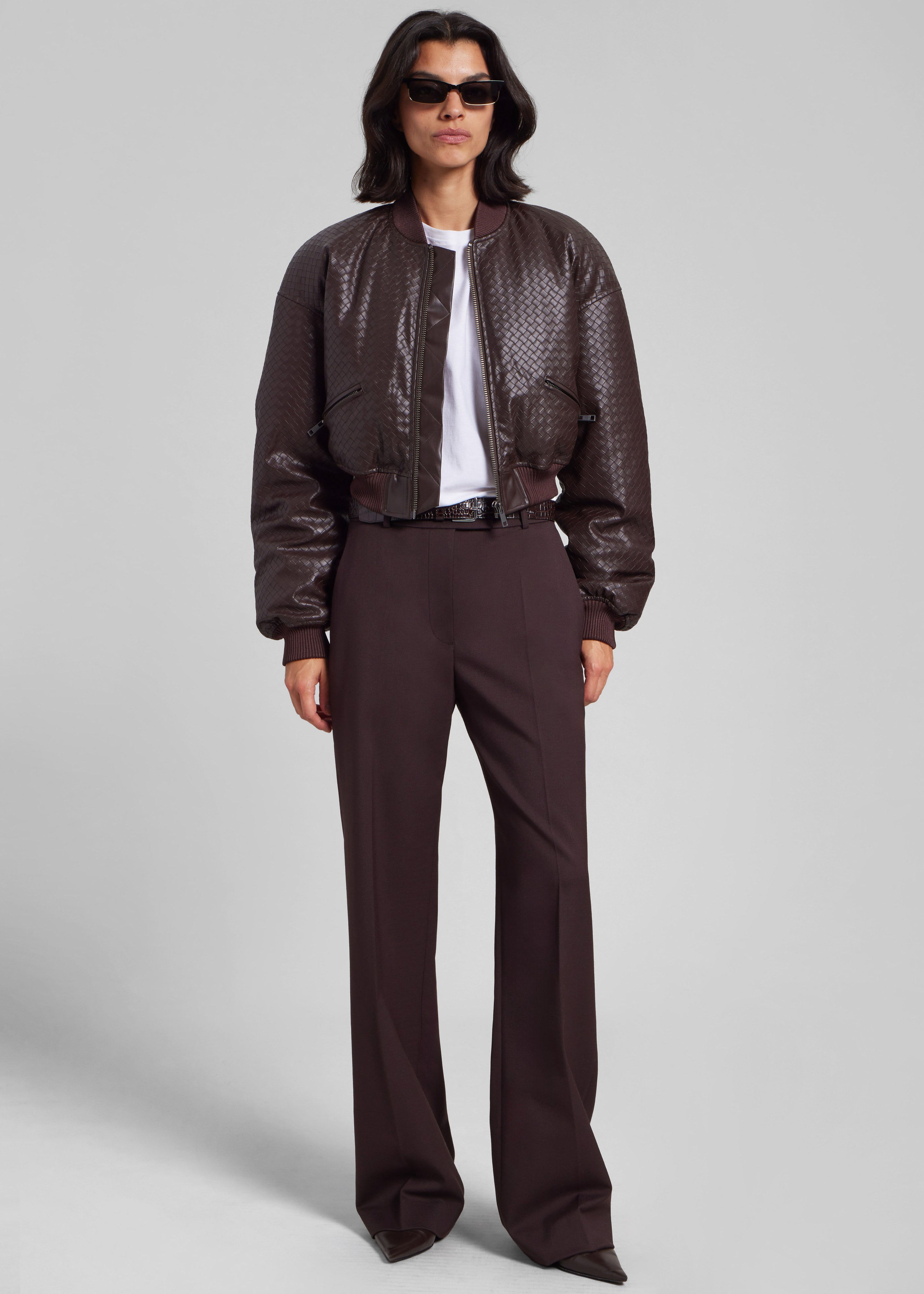 Rotate Cropped Puffer Jacket - Dark Brown - 4